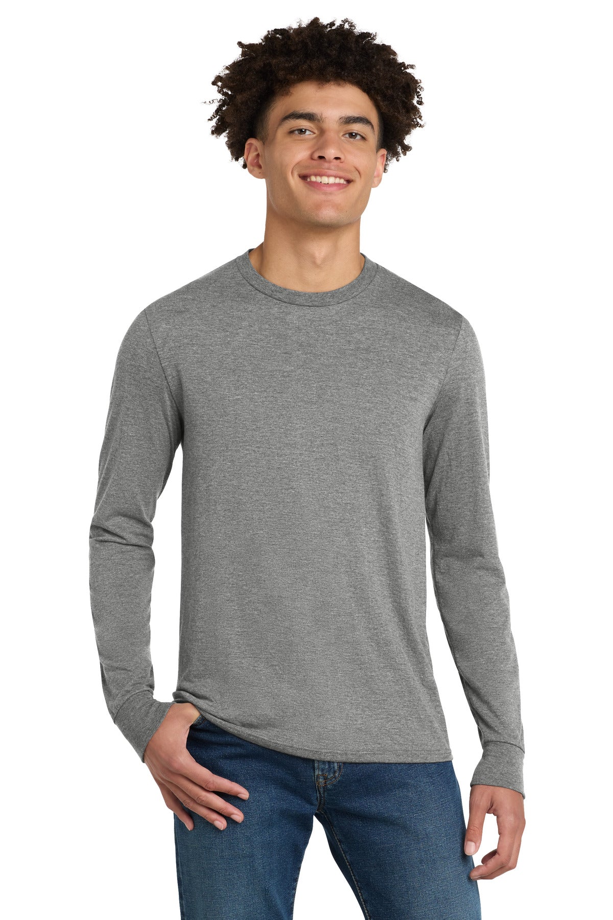 District Perfect Tri Long Sleeve Tee . DM132 - Grey Frost