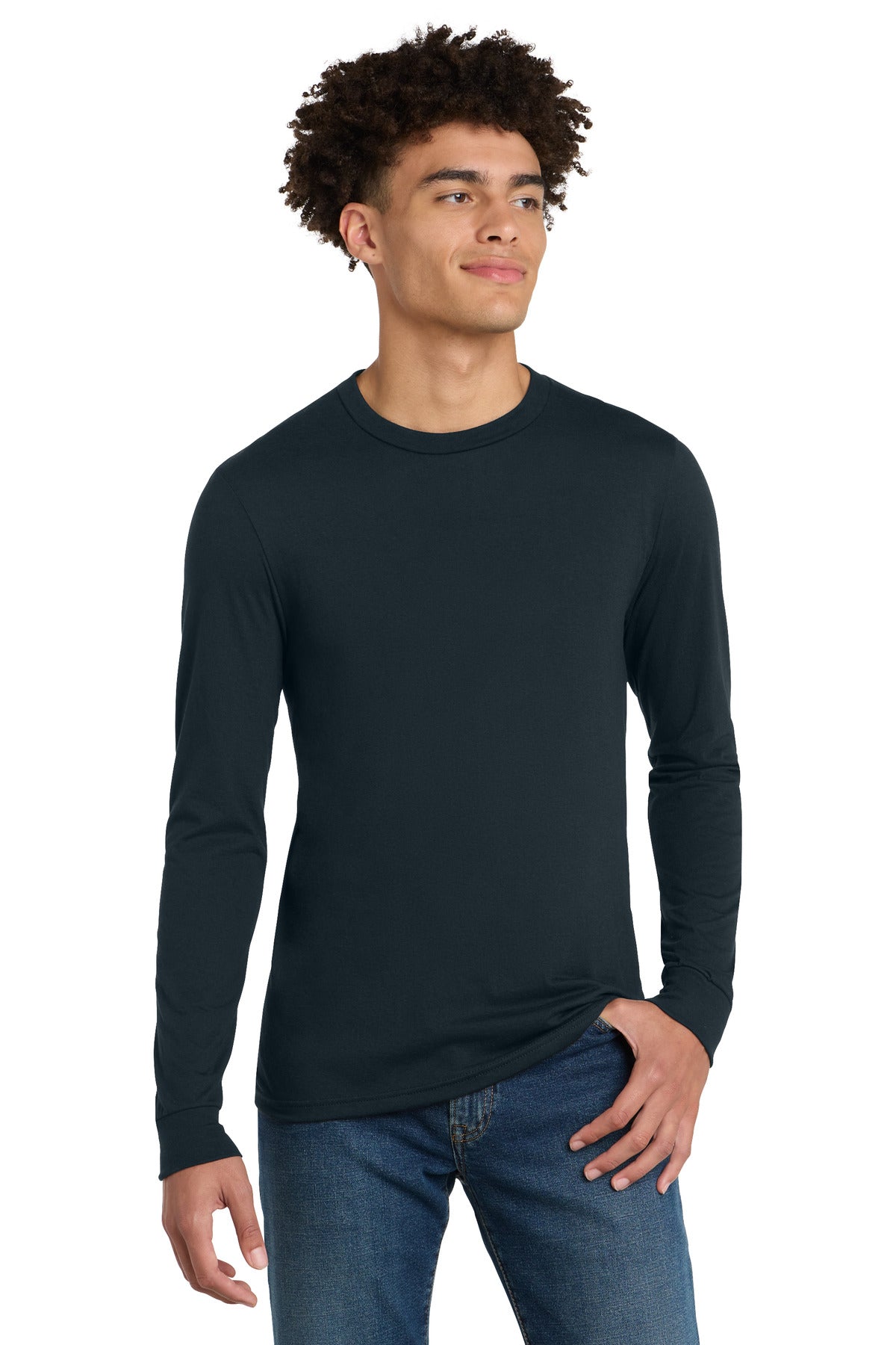 District Perfect Tri Long Sleeve Tee . DM132 - New Navy