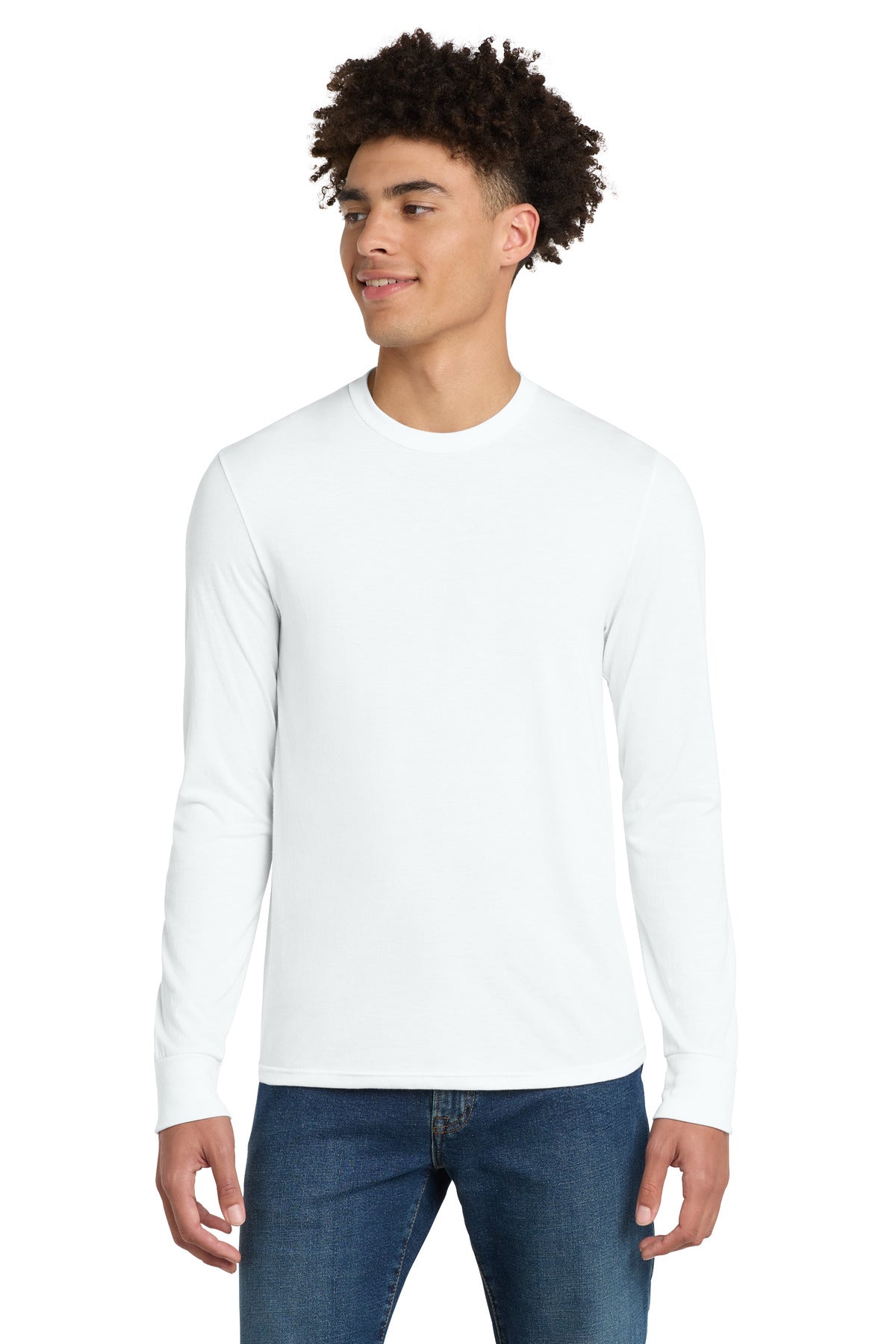 District Perfect Tri Long Sleeve Tee . DM132 - White