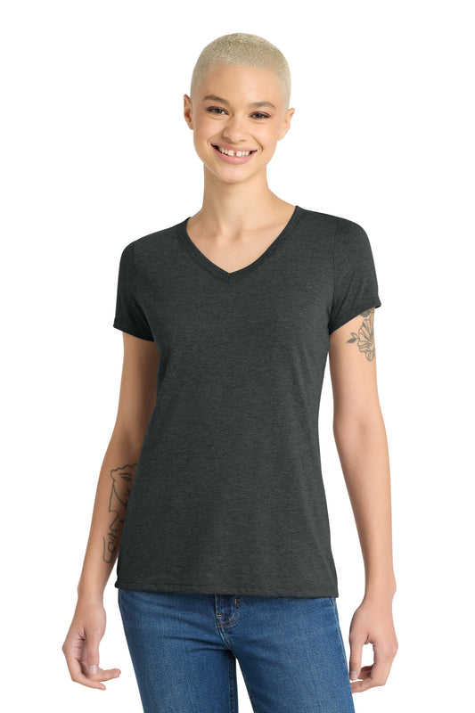District Women's Perfect Tri V-Neck Tee. DM1350L - Black Frost