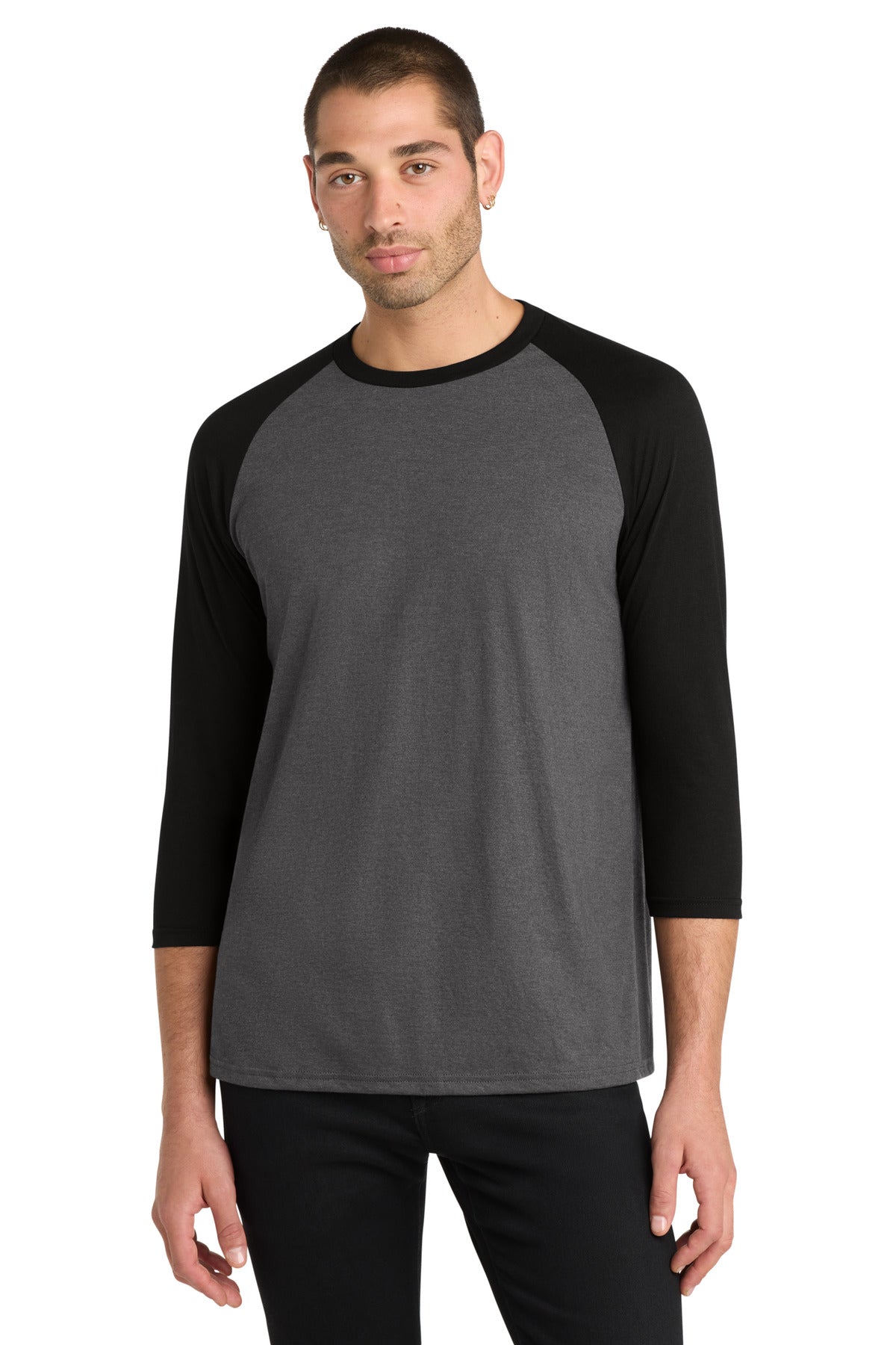 District  Perfect Tri 3/4-Sleeve Raglan. DM136 - Black/ Black Frost