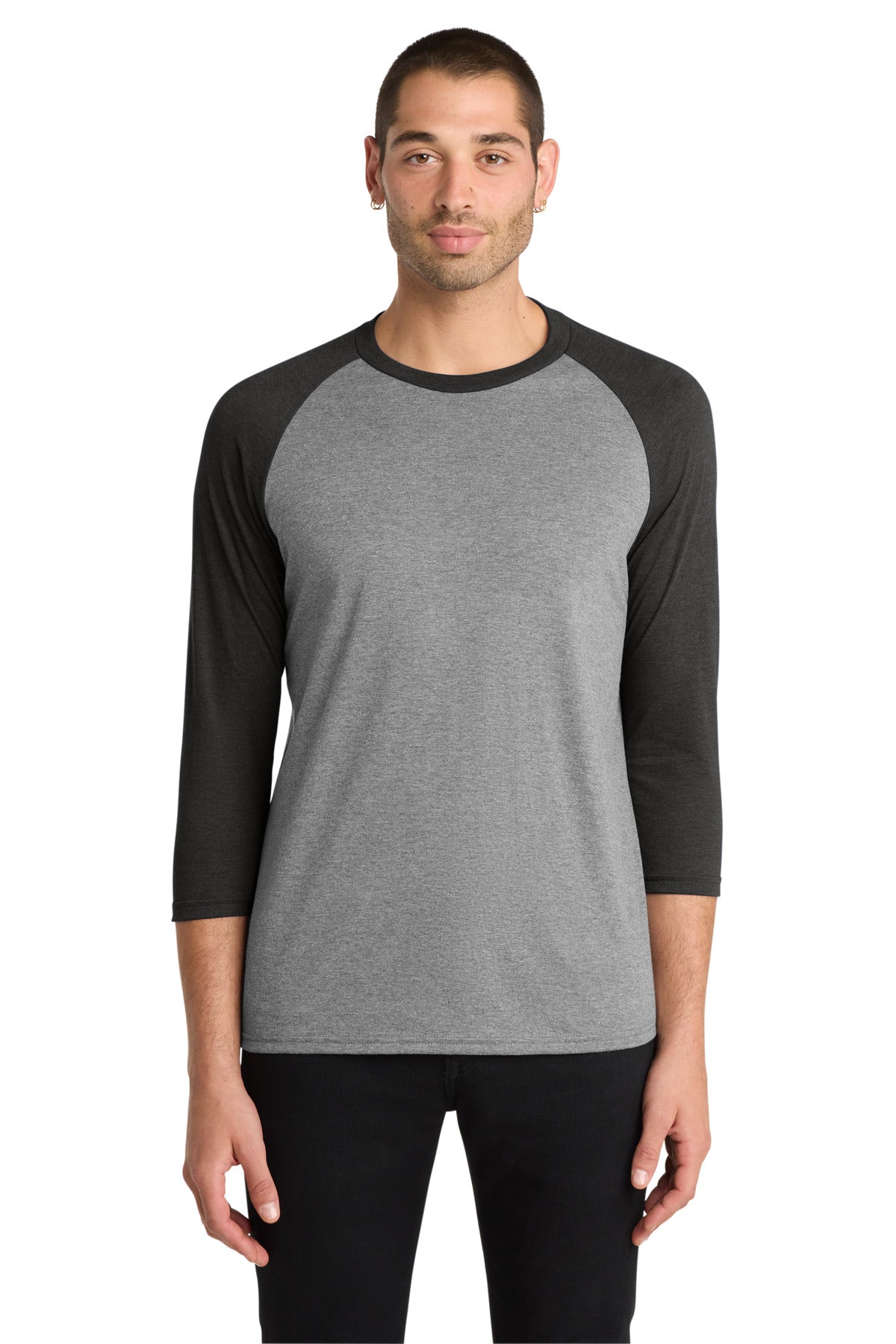 District  Perfect Tri 3/4-Sleeve Raglan. DM136 - Black Frost/ Grey Frost