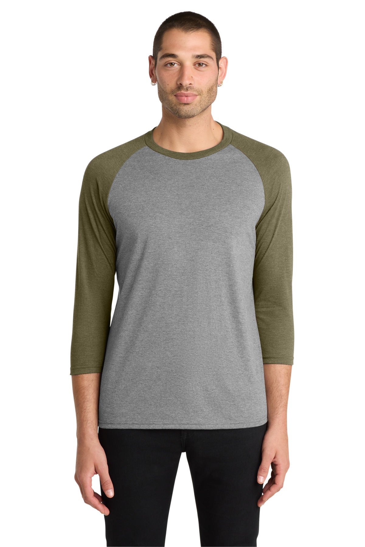 District  Perfect Tri 3/4-Sleeve Raglan. DM136 - Military Green Frost/ Grey Frost
