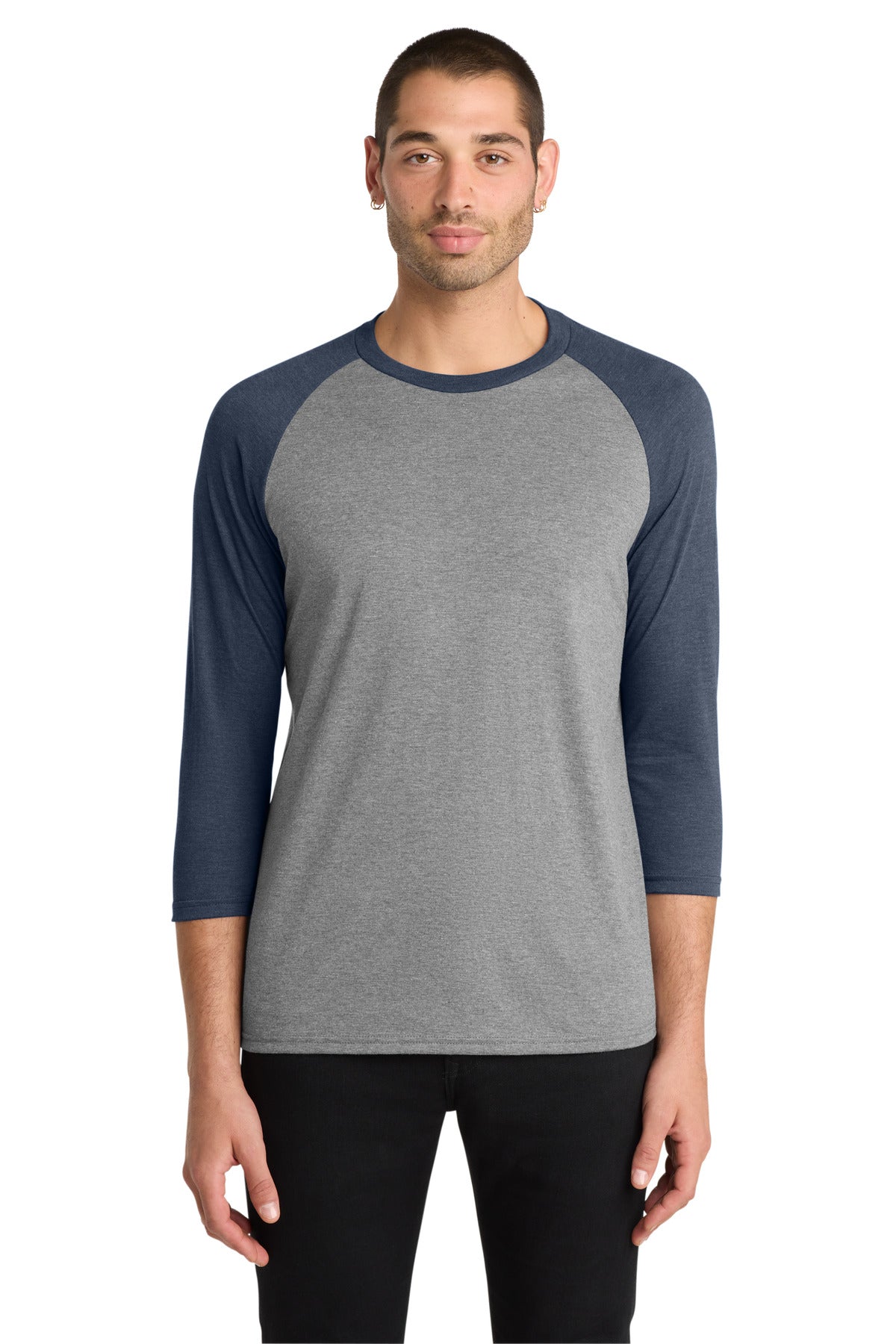 District  Perfect Tri 3/4-Sleeve Raglan. DM136 - Navy Frost/ Grey Frost