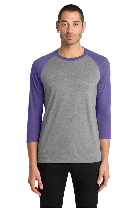 District  Perfect Tri 3/4-Sleeve Raglan. DM136 - Purple Frost/ Grey Frost
