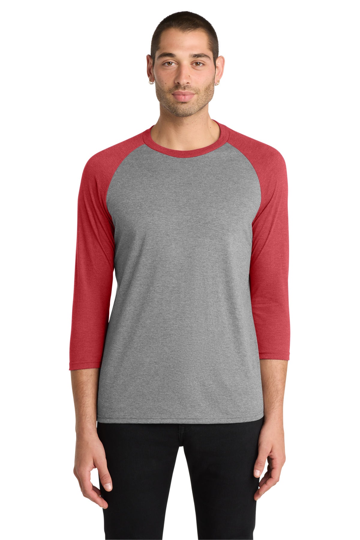 District  Perfect Tri 3/4-Sleeve Raglan. DM136 - Red Frost/ Grey Frost