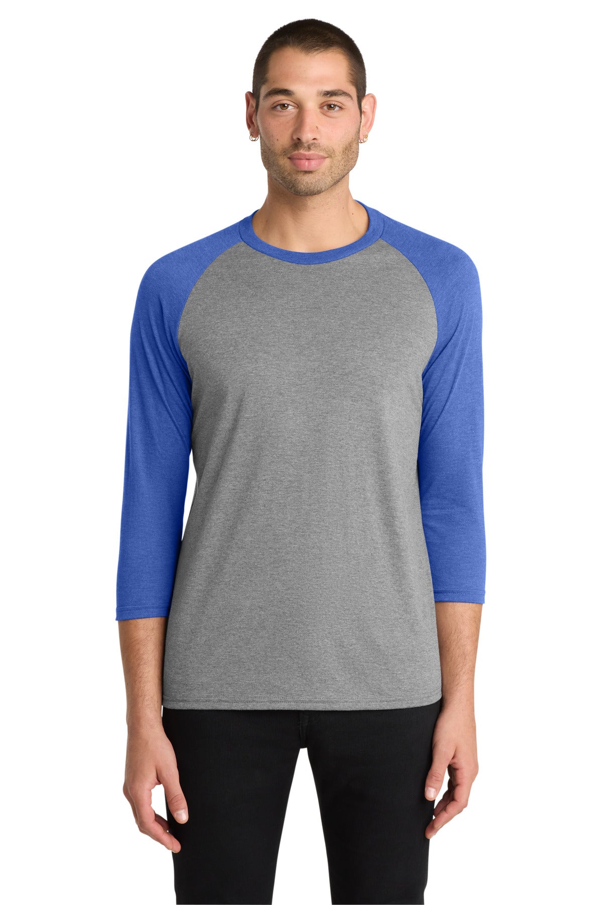 District  Perfect Tri 3/4-Sleeve Raglan. DM136 - Royal Frost/ Grey Frost