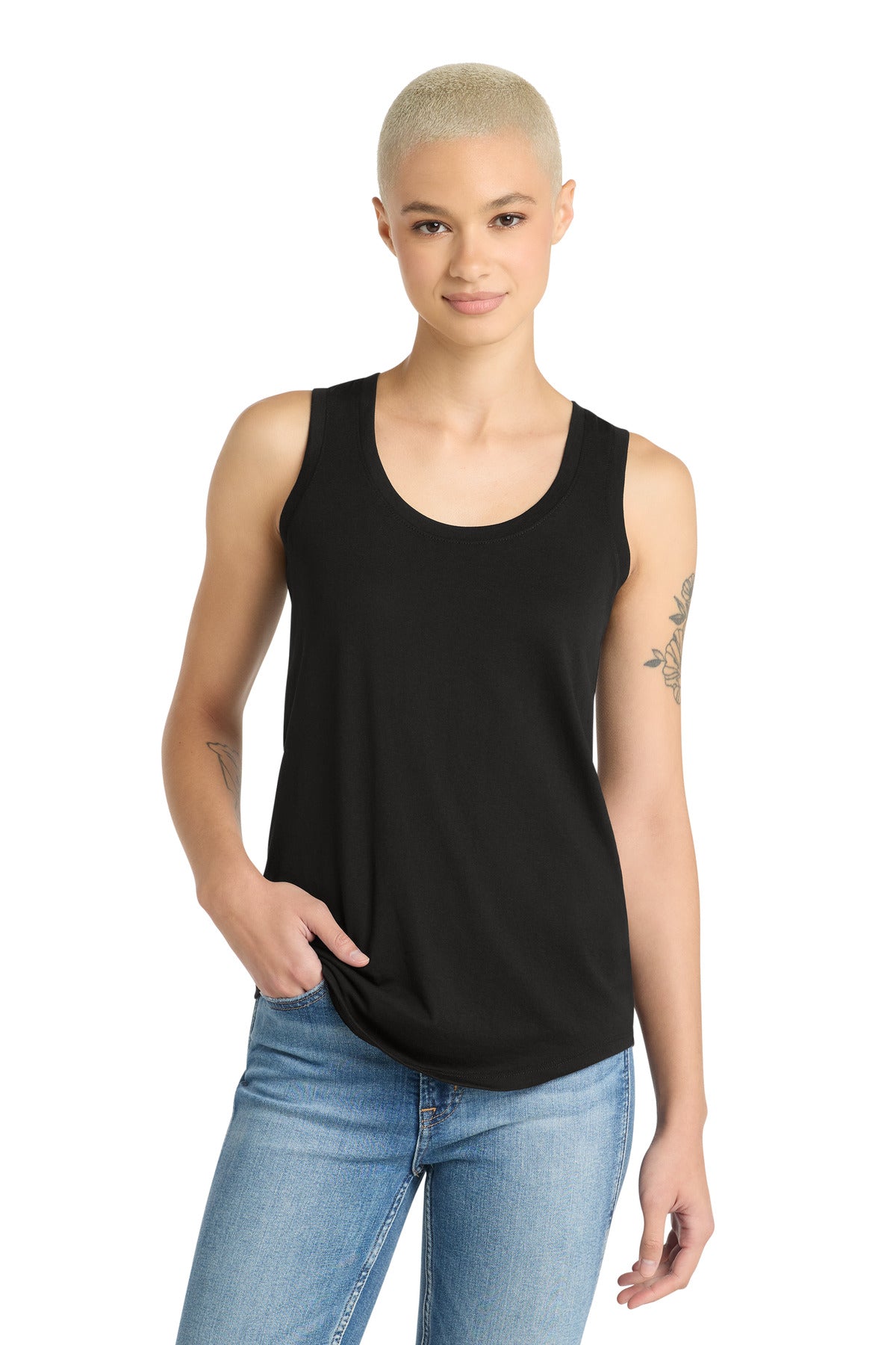District  Women's Perfect Tri Racerback Tank. DM138L - Black