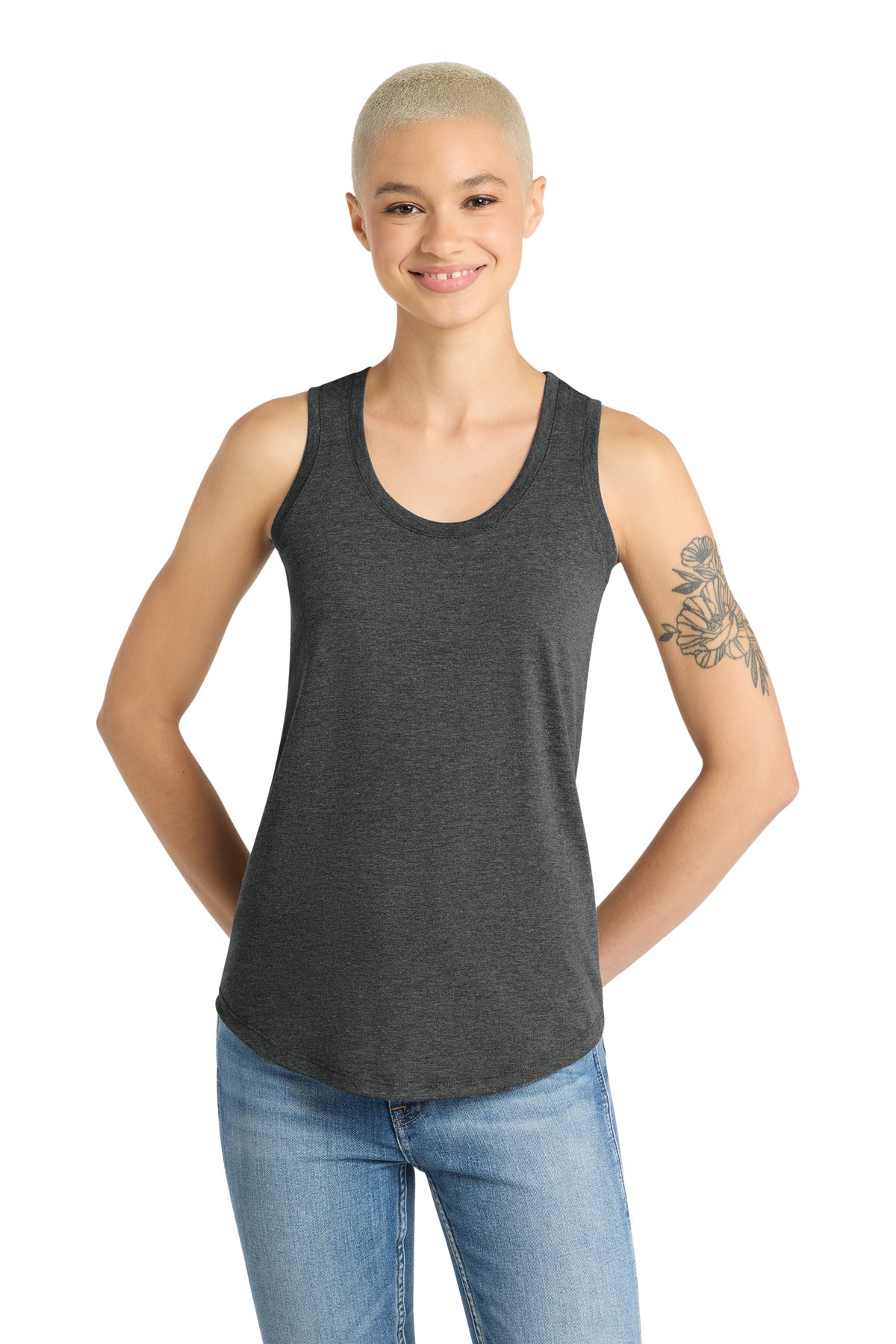 District  Women's Perfect Tri Racerback Tank. DM138L - Black Frost