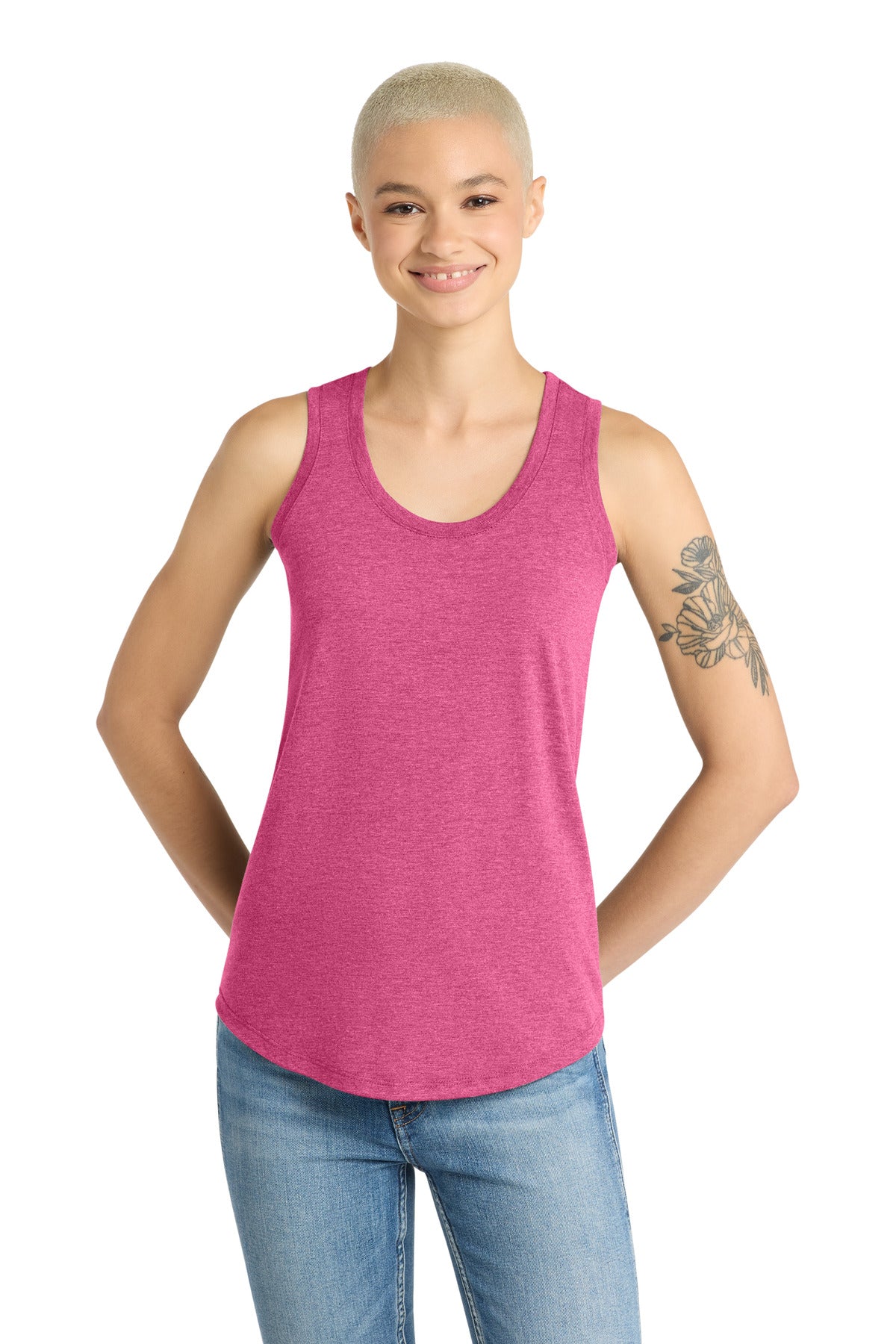 District  Women's Perfect Tri Racerback Tank. DM138L - Fuchsia Frost