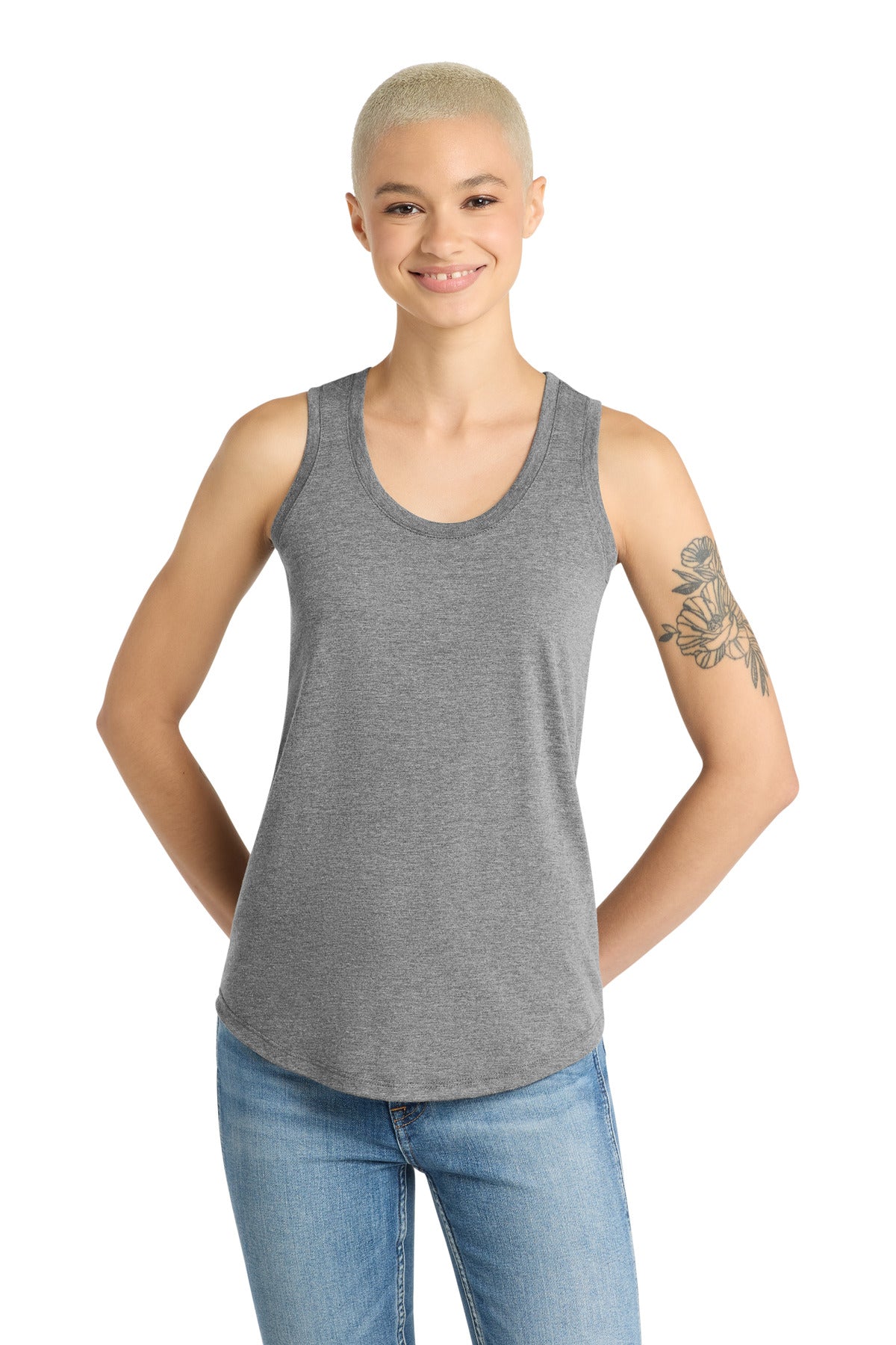 District  Women's Perfect Tri Racerback Tank. DM138L - Grey Frost
