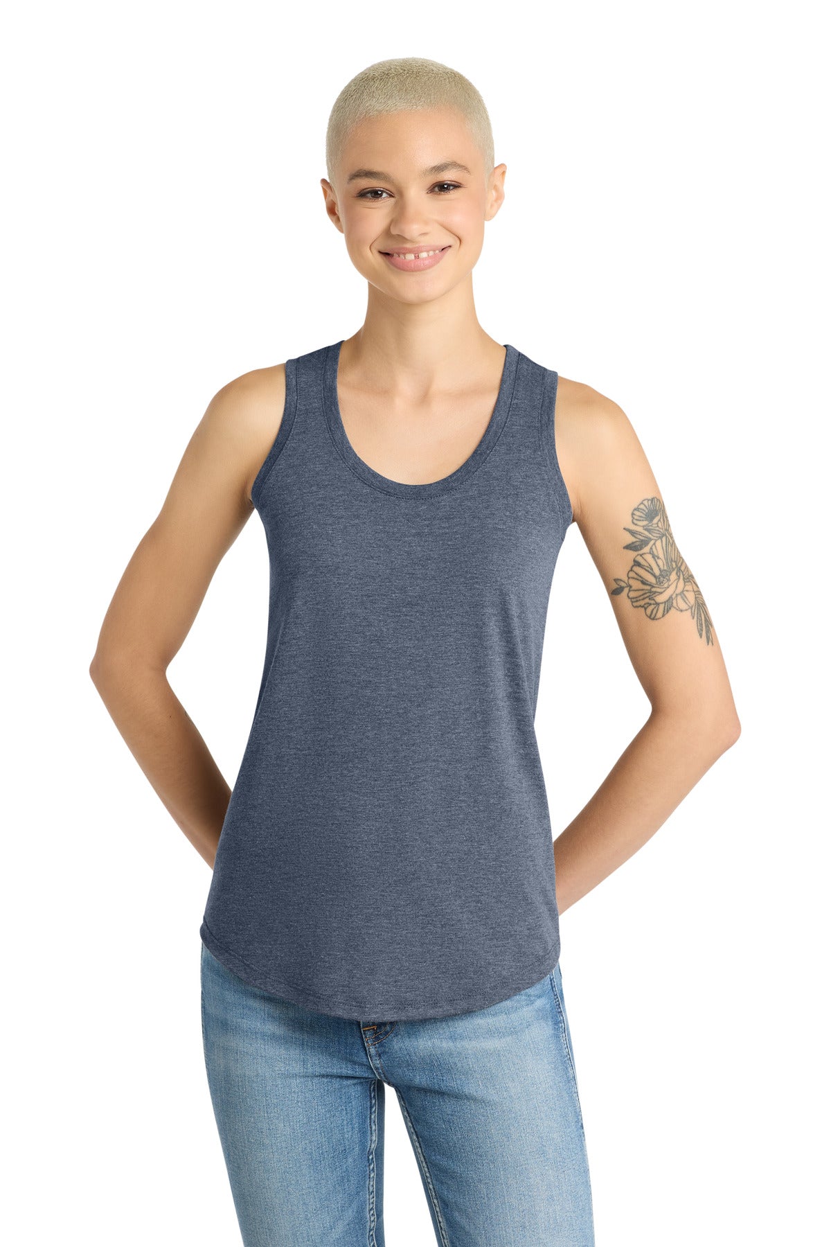 District  Women's Perfect Tri Racerback Tank. DM138L - Navy Frost