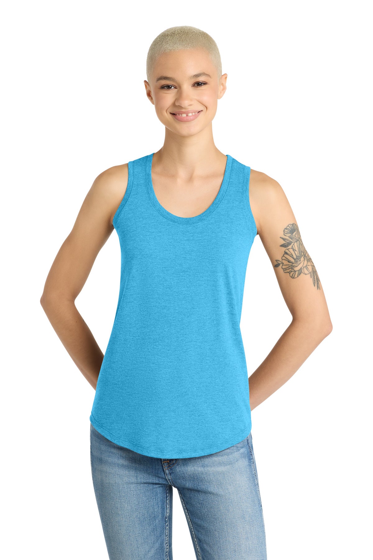 District  Women's Perfect Tri Racerback Tank. DM138L - Turquoise Frost