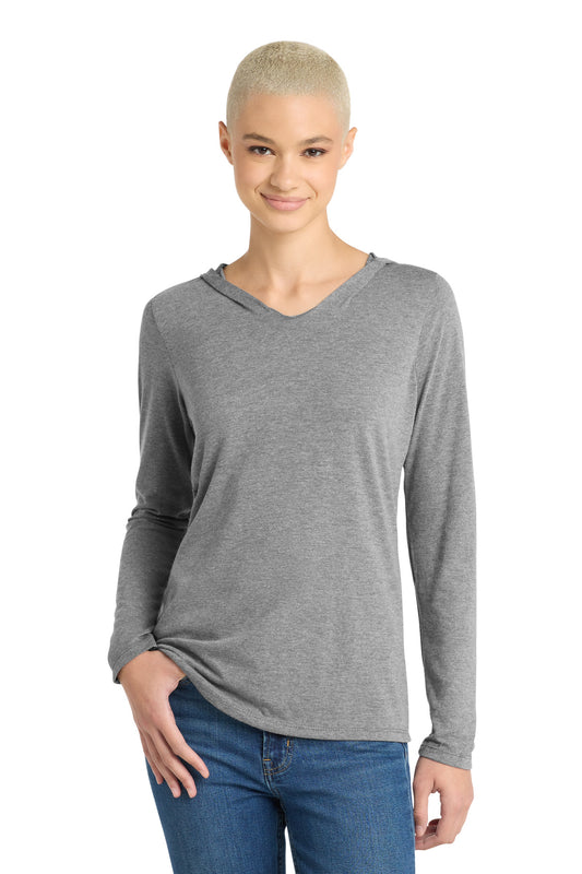 District Women's Perfect Tri Long Sleeve Hoodie. DM139L - Grey Frost