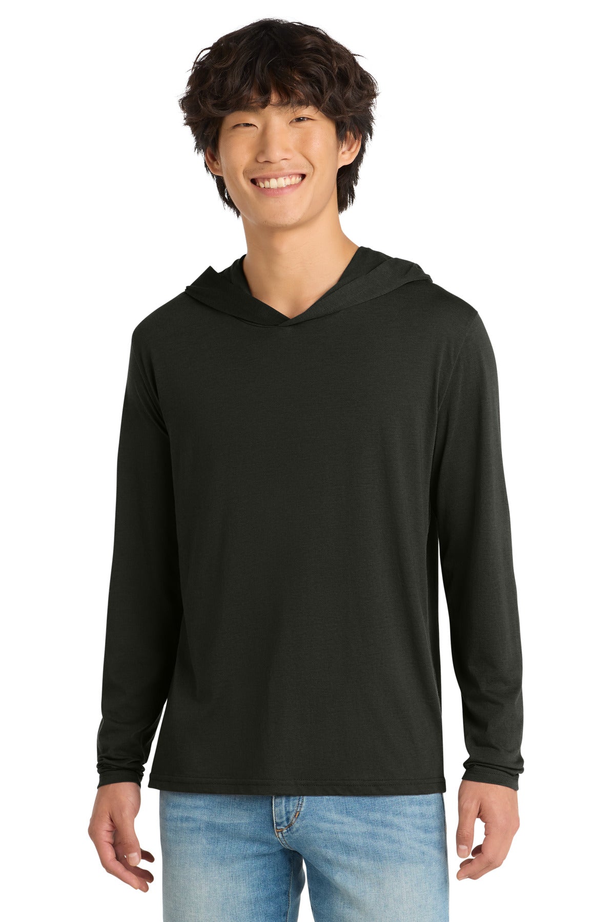 District Perfect Tri Long Sleeve Hoodie. DM139 - Black