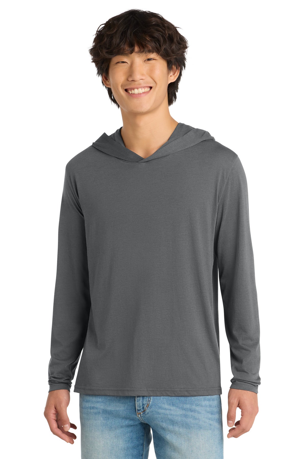 District Perfect Tri Long Sleeve Hoodie. DM139 - Charcoal