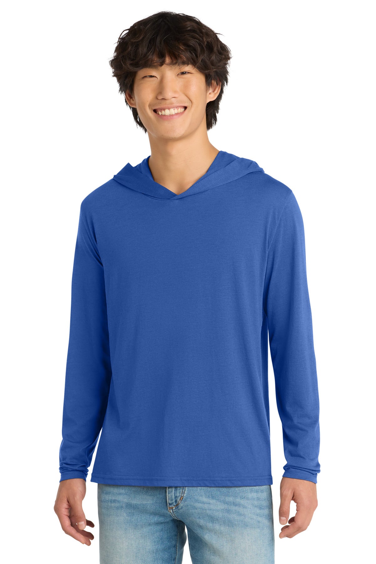 District Perfect Tri Long Sleeve Hoodie. DM139 - Deep Royal