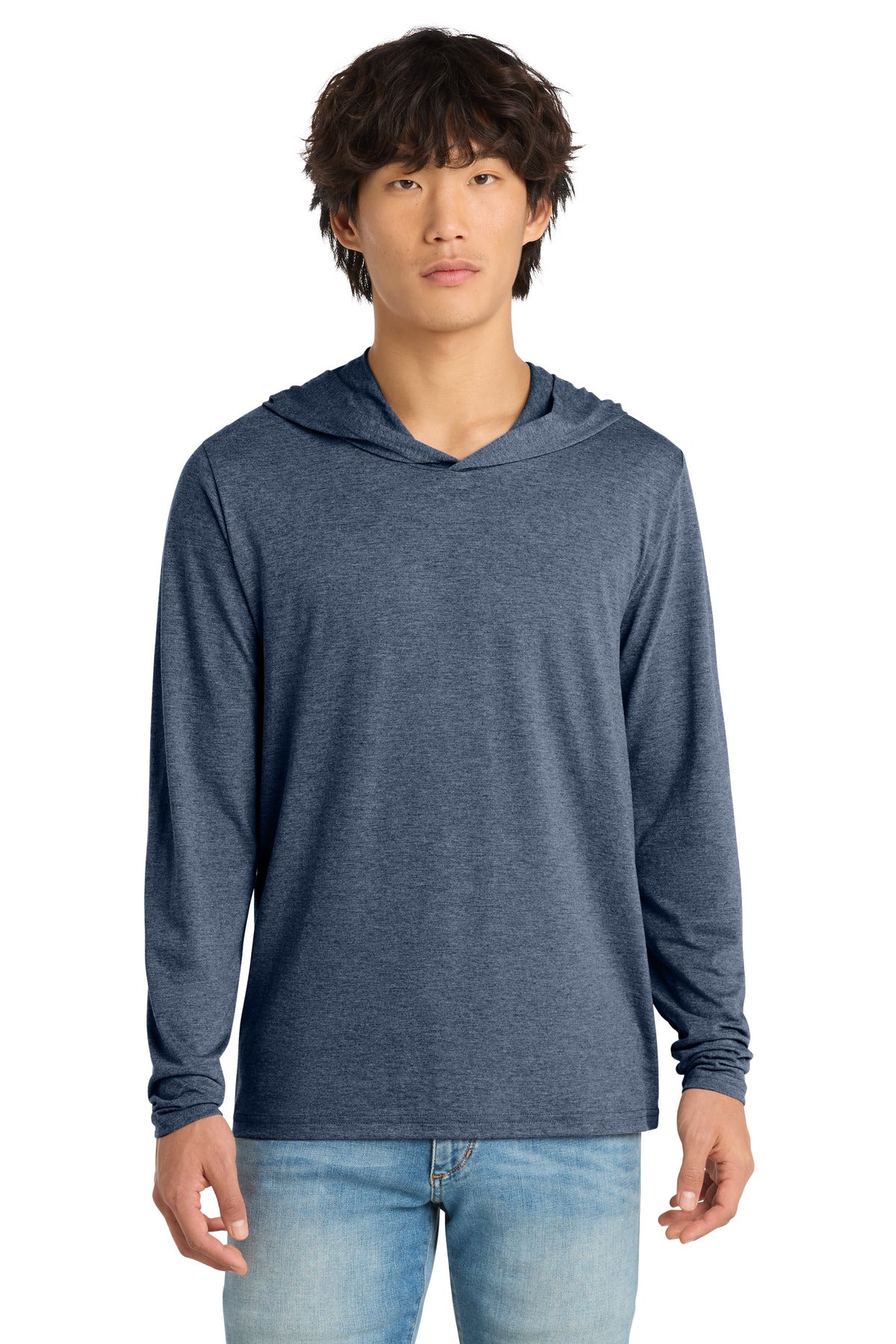 District Perfect Tri Long Sleeve Hoodie. DM139 - Navy Frost