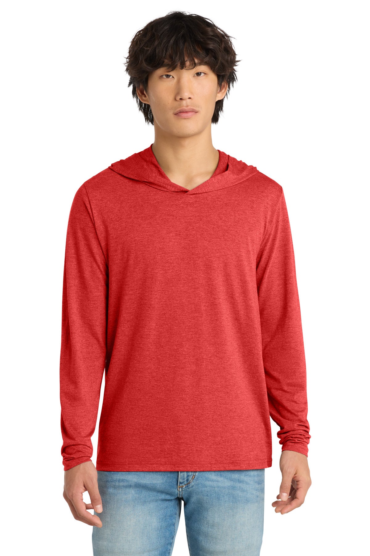 District Perfect Tri Long Sleeve Hoodie. DM139 - Red Frost