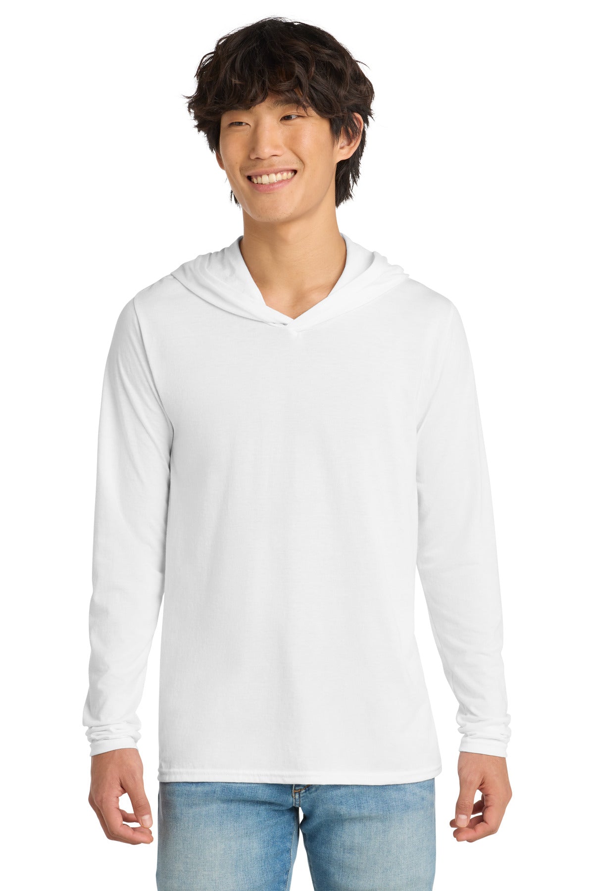 District Perfect Tri Long Sleeve Hoodie. DM139 - White