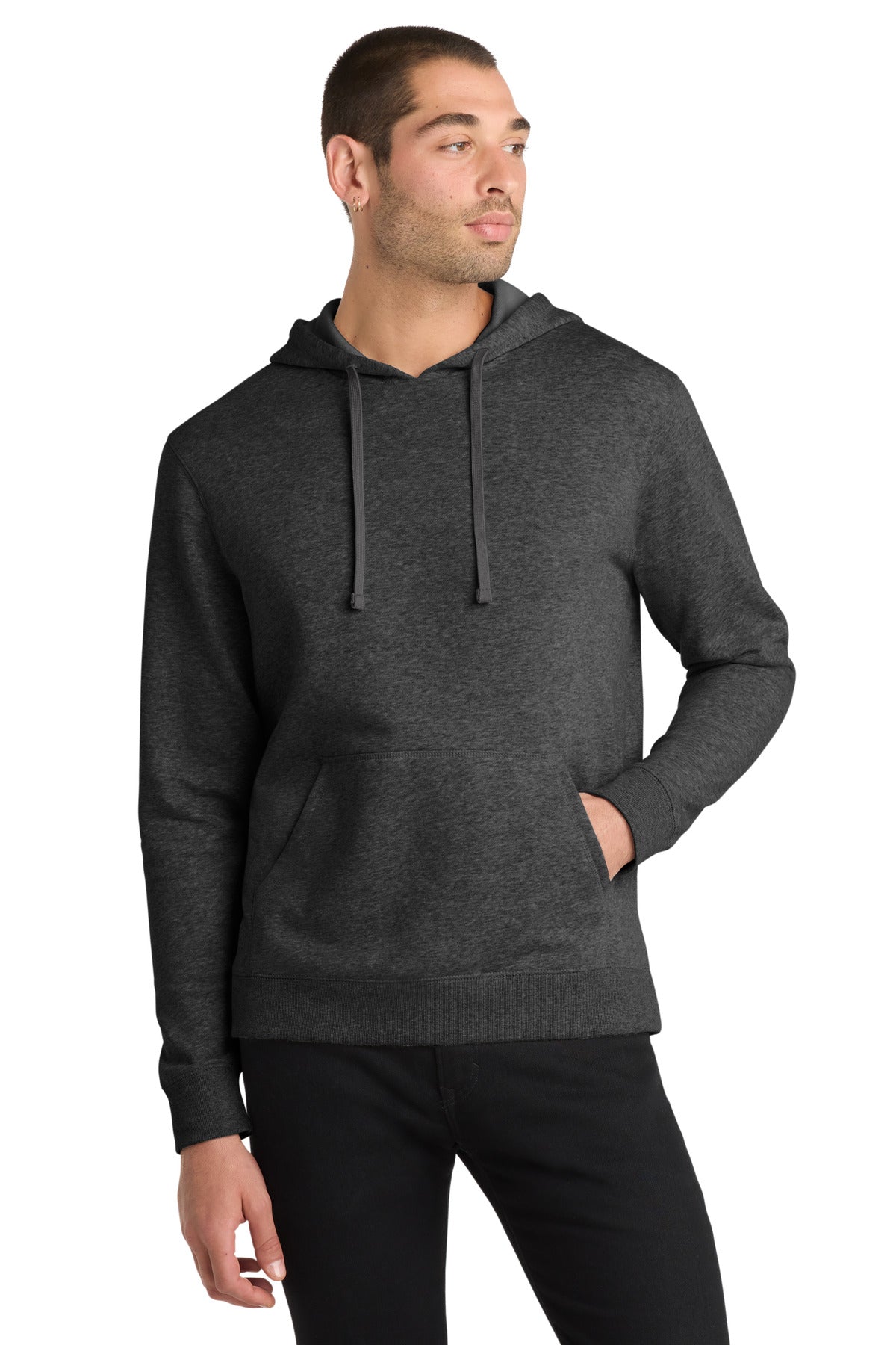 District Lightweight Fleece Hoodie. DM391 - Heathered Black