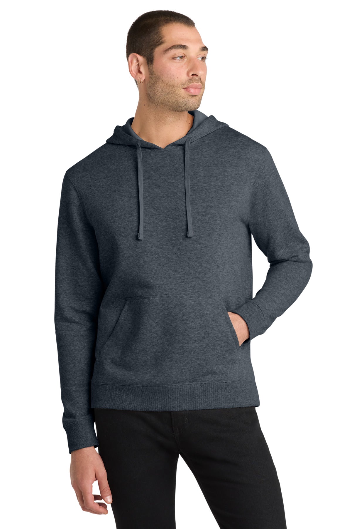 District Lightweight Fleece Hoodie. DM391 - Heathered Navy