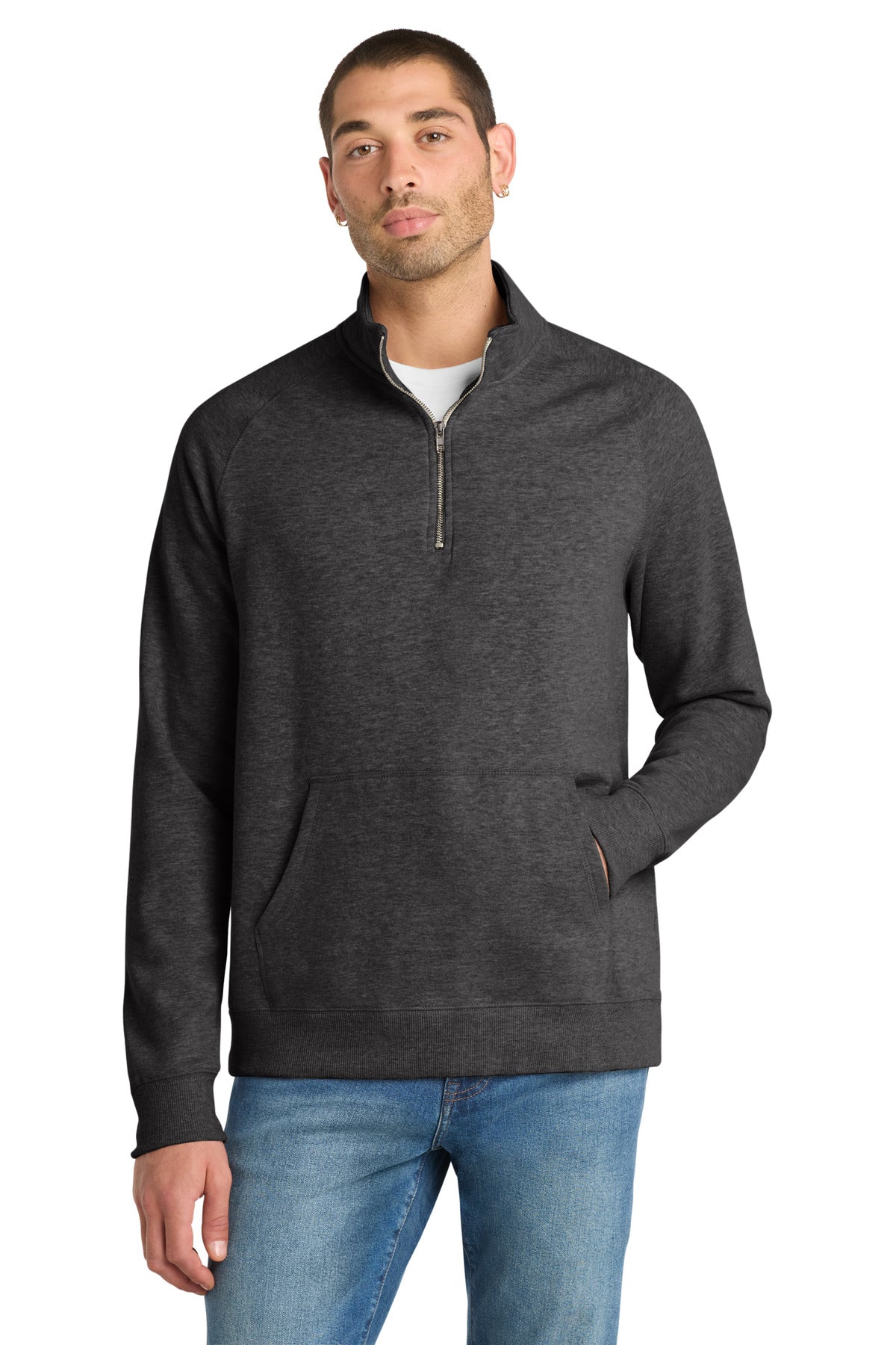 District Lightweight Fleece 1/4-Zip. DM392 - Heathered Black
