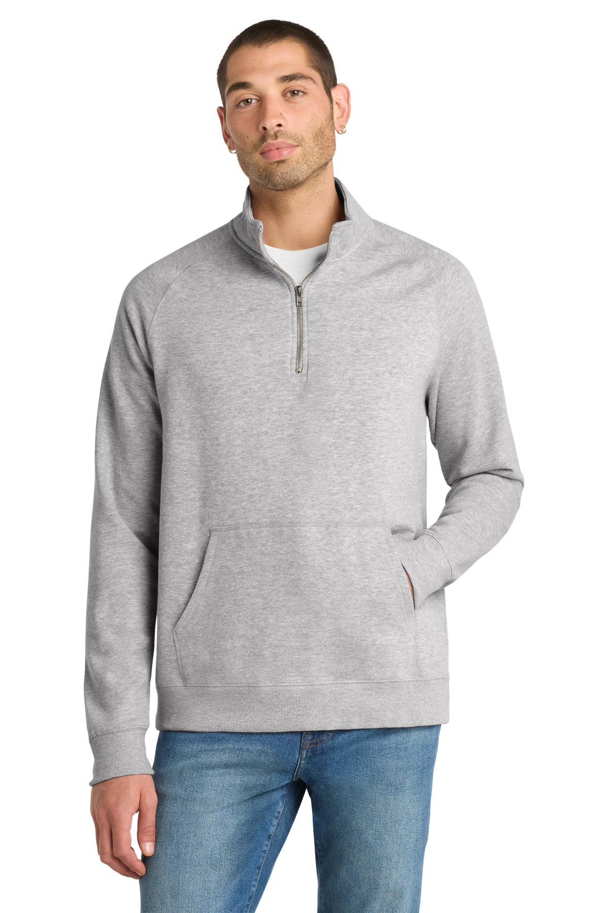 District Lightweight Fleece 1/4-Zip. DM392 - Heathered Grey