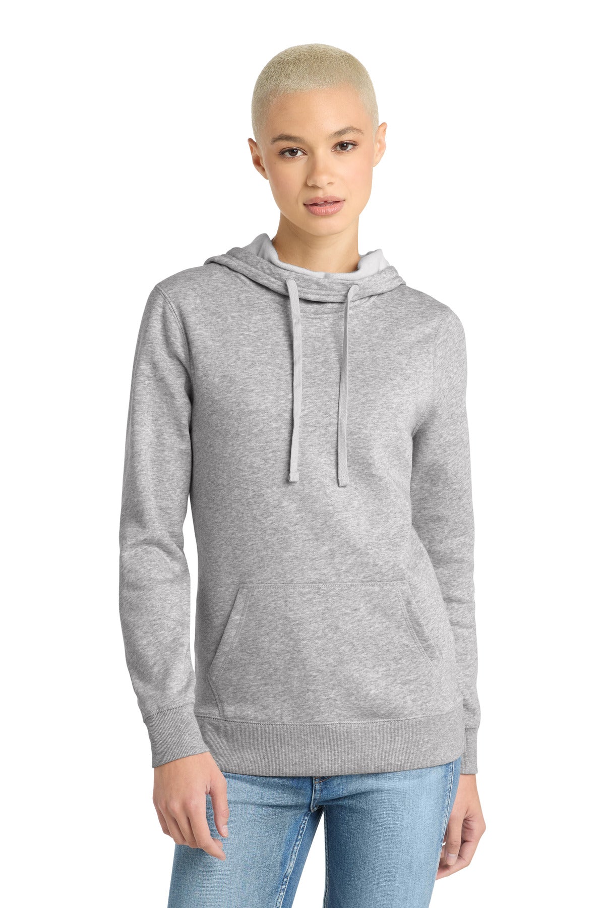 District  Women's Lightweight Fleece Hoodie. DM493 - Heathered Grey