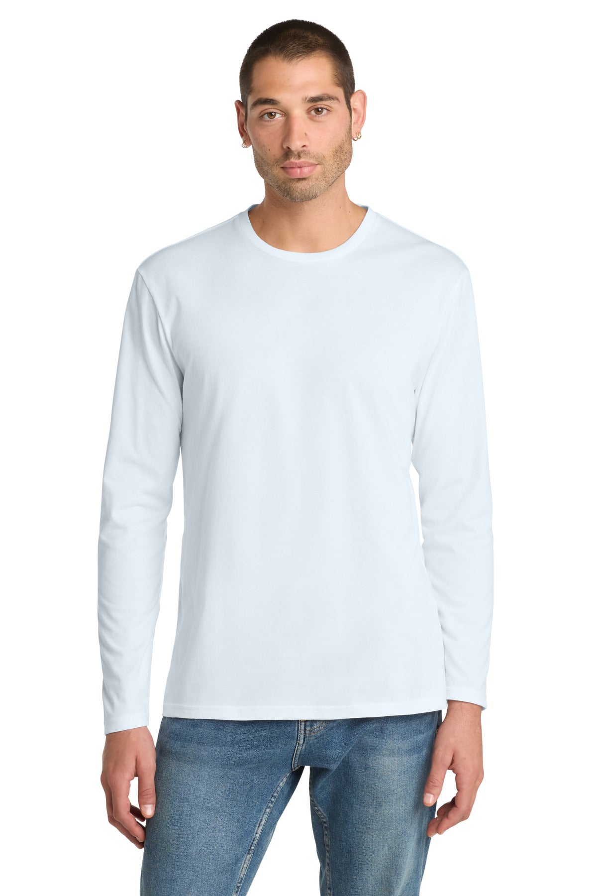 District  Perfect Weight Long Sleeve Tee. DT105 - Bright White