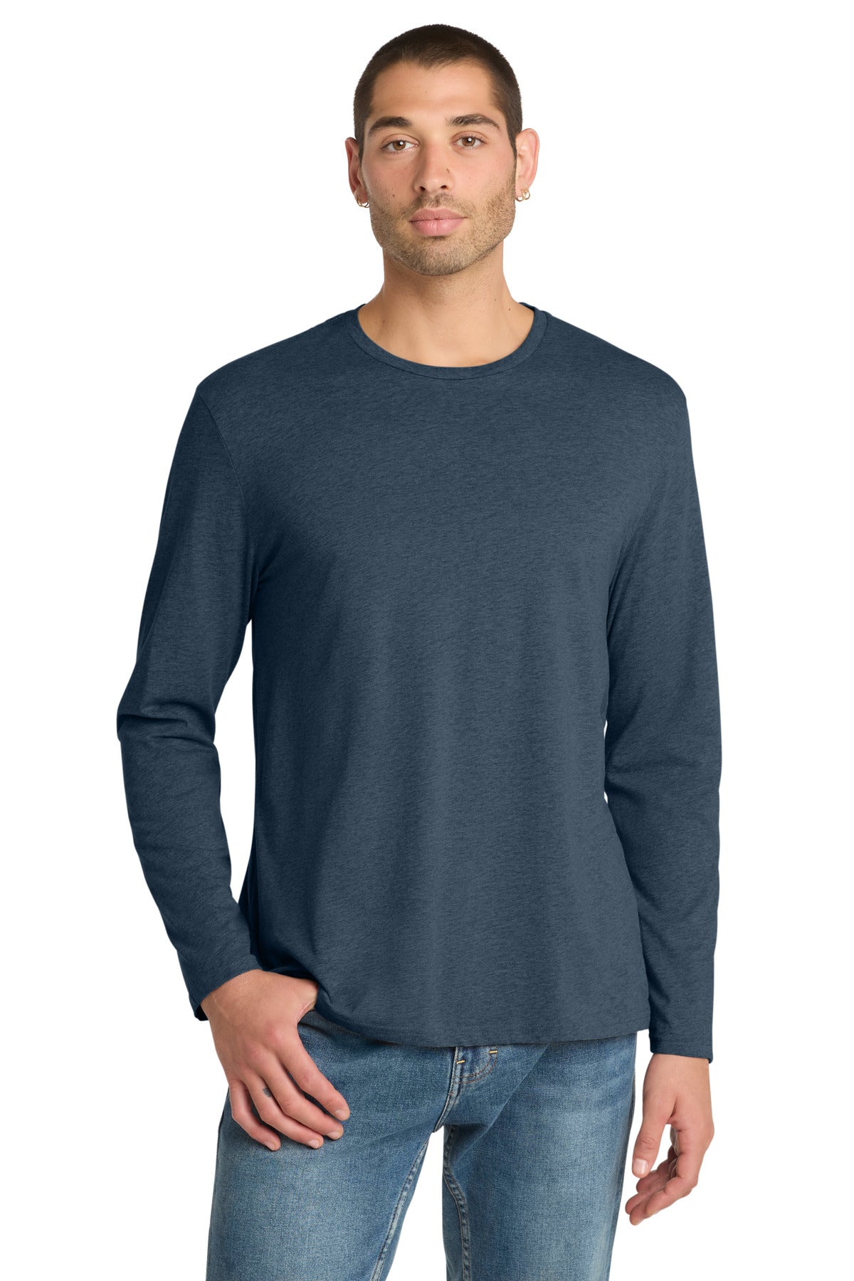 District  Perfect Weight Long Sleeve Tee. DT105 - Heathered Navy