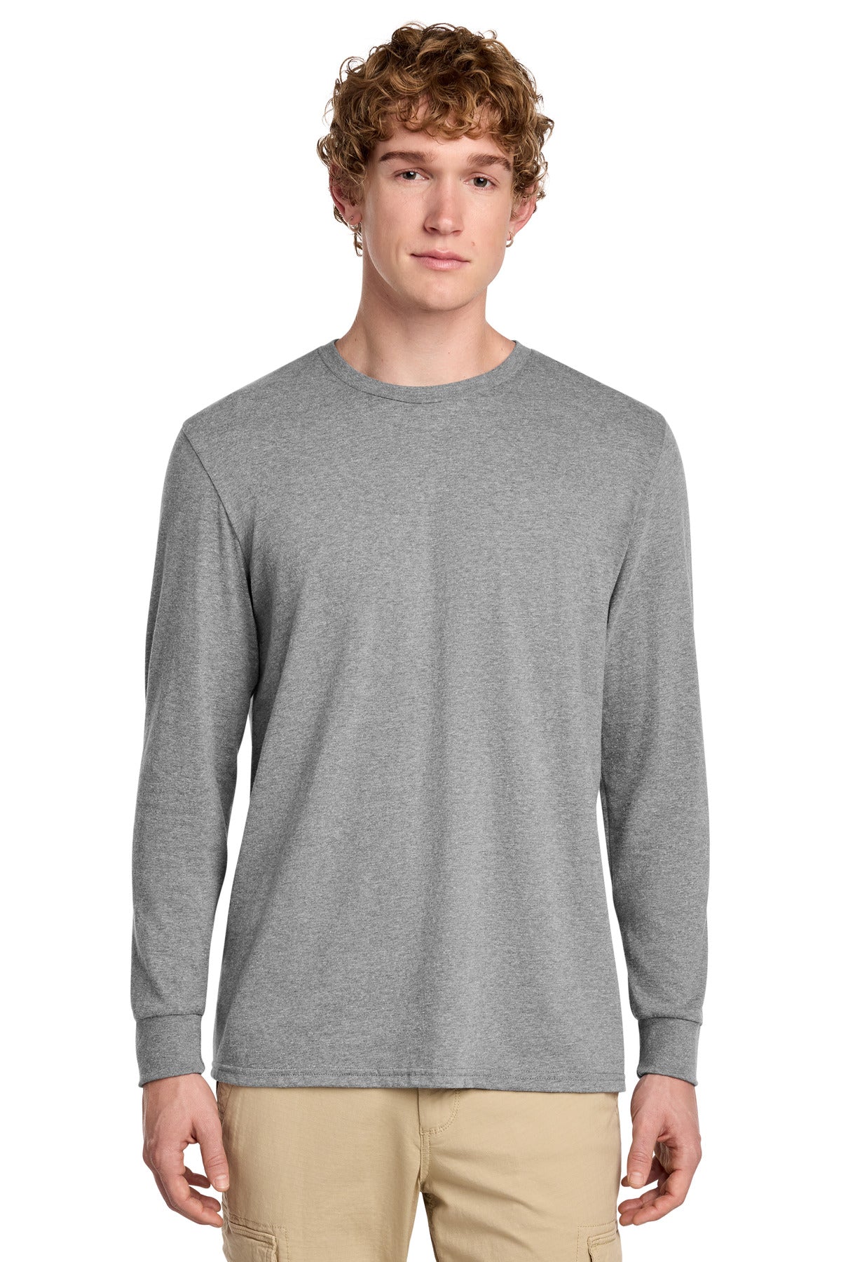District Perfect Blend CVC Long Sleeve Tee DT109 - Grey Frost