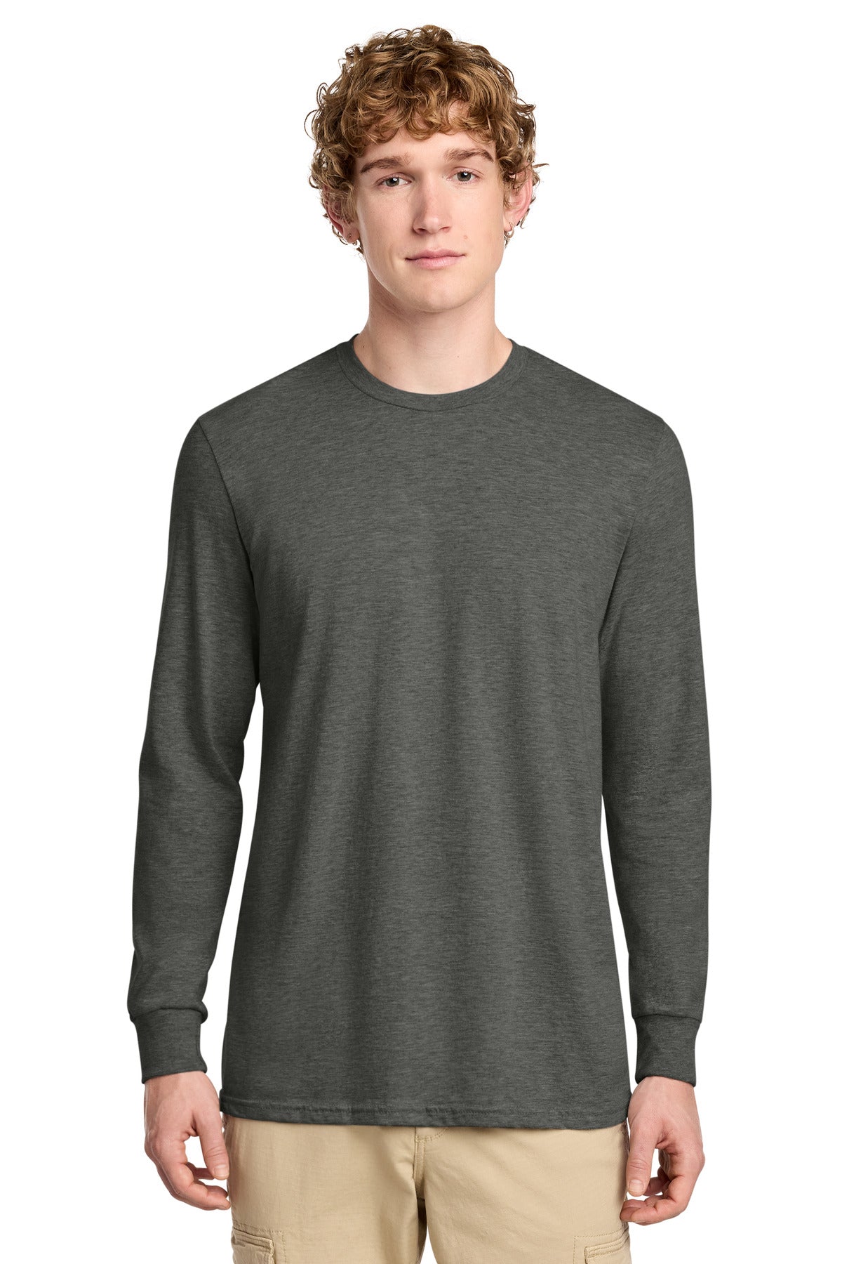 District Perfect Blend CVC Long Sleeve Tee DT109 - Heathered Charcoal