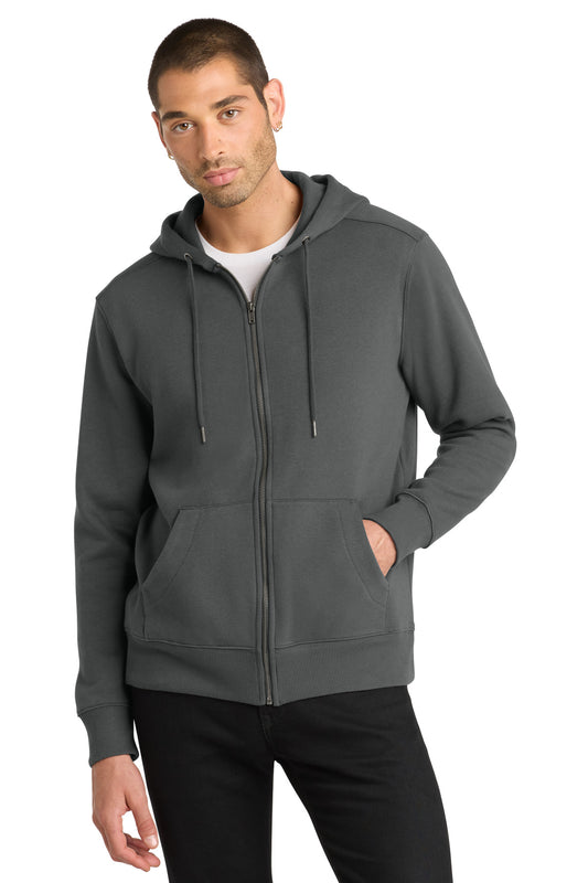 District  Perfect Weight  Fleece Full-Zip Hoodie DT1103 - Charcoal