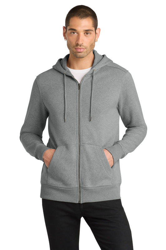 District  Perfect Weight  Fleece Full-Zip Hoodie DT1103 - Heathered Steel