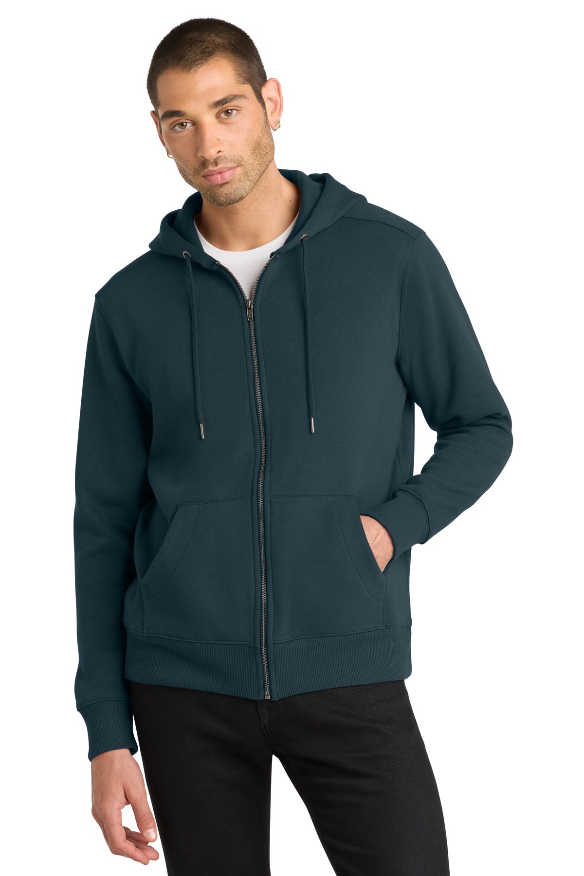 District  Perfect Weight  Fleece Full-Zip Hoodie DT1103 - New Navy