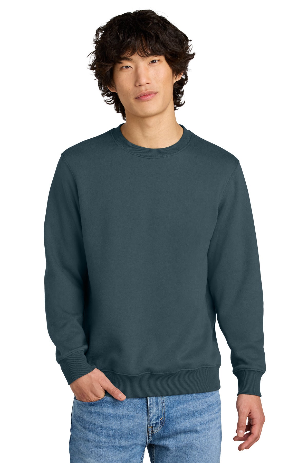 District Perfect Weight Fleece Crew DT1106 - Deep Steel Blue