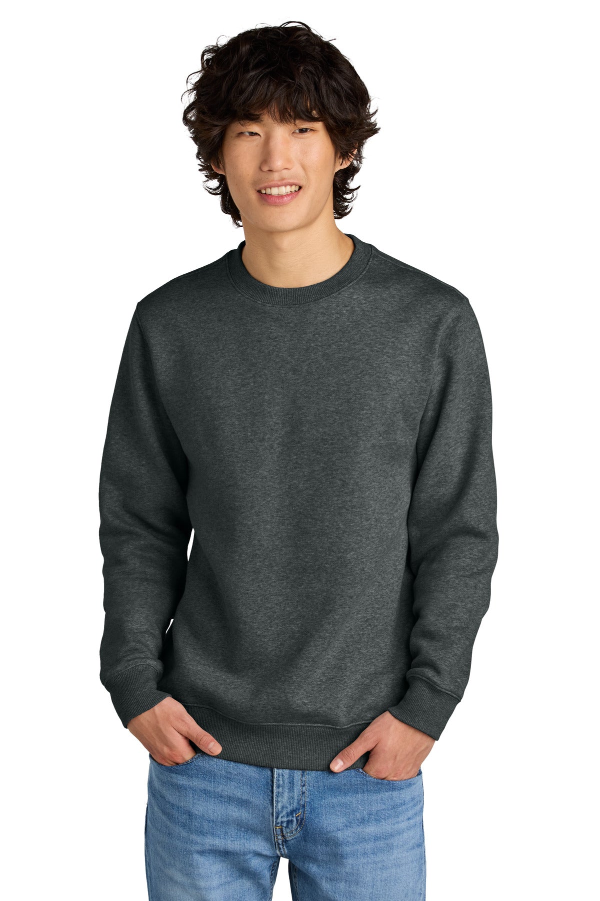 District Perfect Weight Fleece Crew DT1106 - Heathered Charcoal