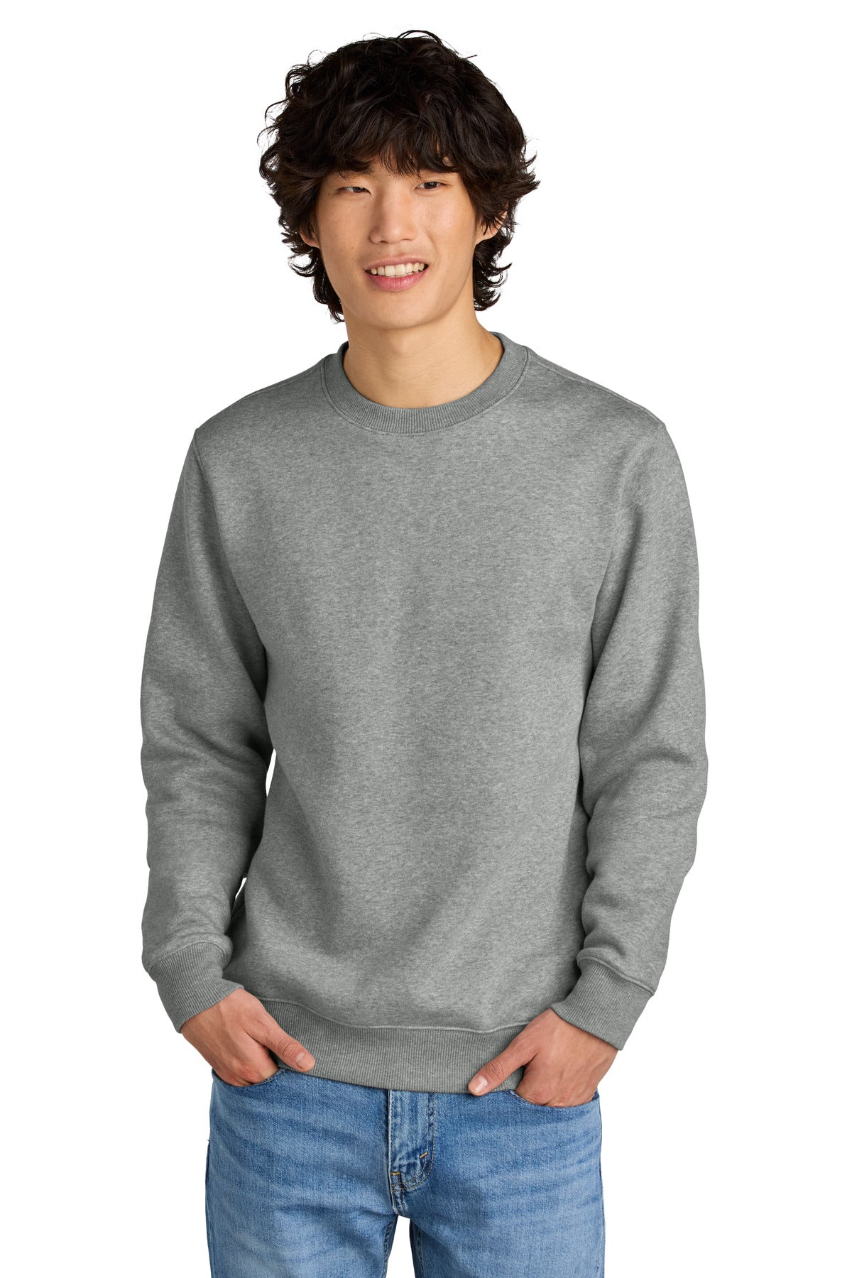 District Perfect Weight Fleece Crew DT1106 - Heathered Steel