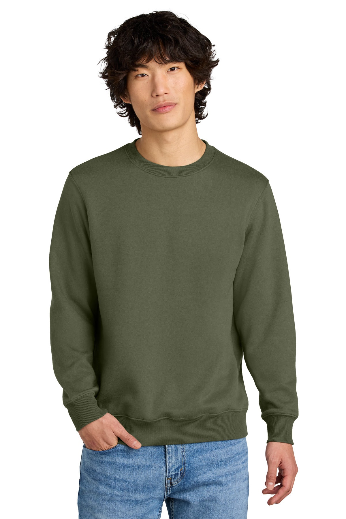 District Perfect Weight Fleece Crew DT1106 - Military Green