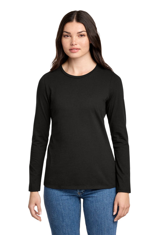 District Women's Perfect Blend CVC Long Sleeve Tee DT110 - Black