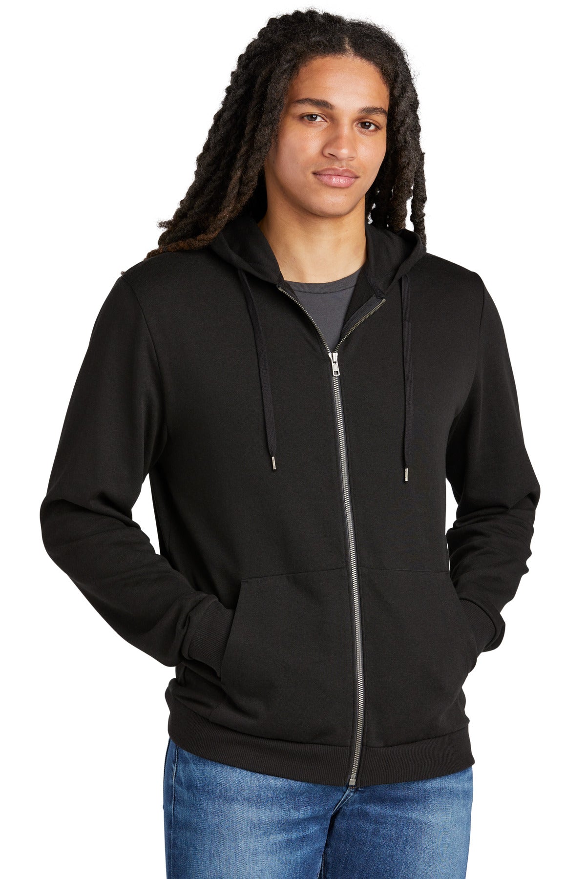District Perfect Tri Fleece Full-Zip Hoodie DT1302 - Black