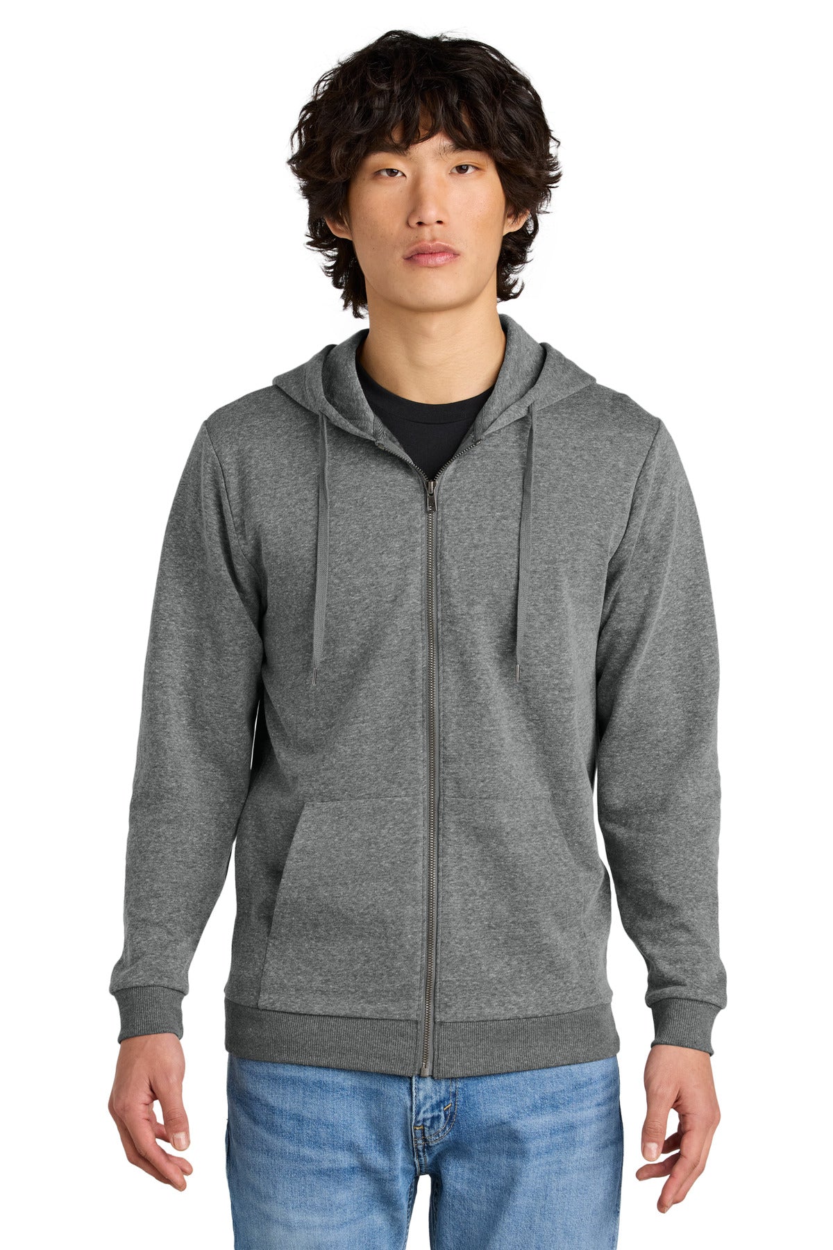 District Perfect Tri Fleece Full-Zip Hoodie DT1302 - Grey Frost