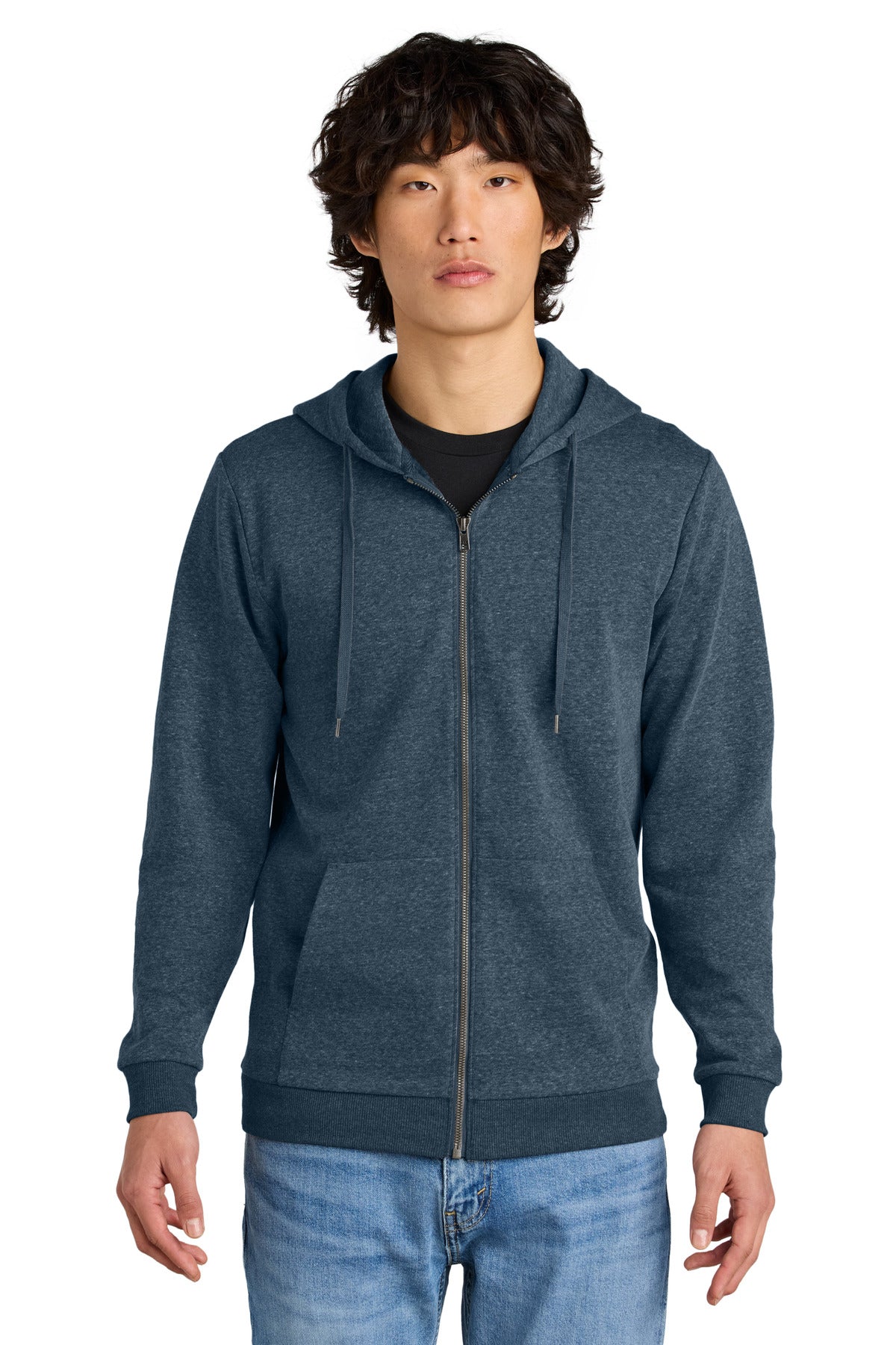 District Perfect Tri Fleece Full-Zip Hoodie DT1302 - Navy Frost