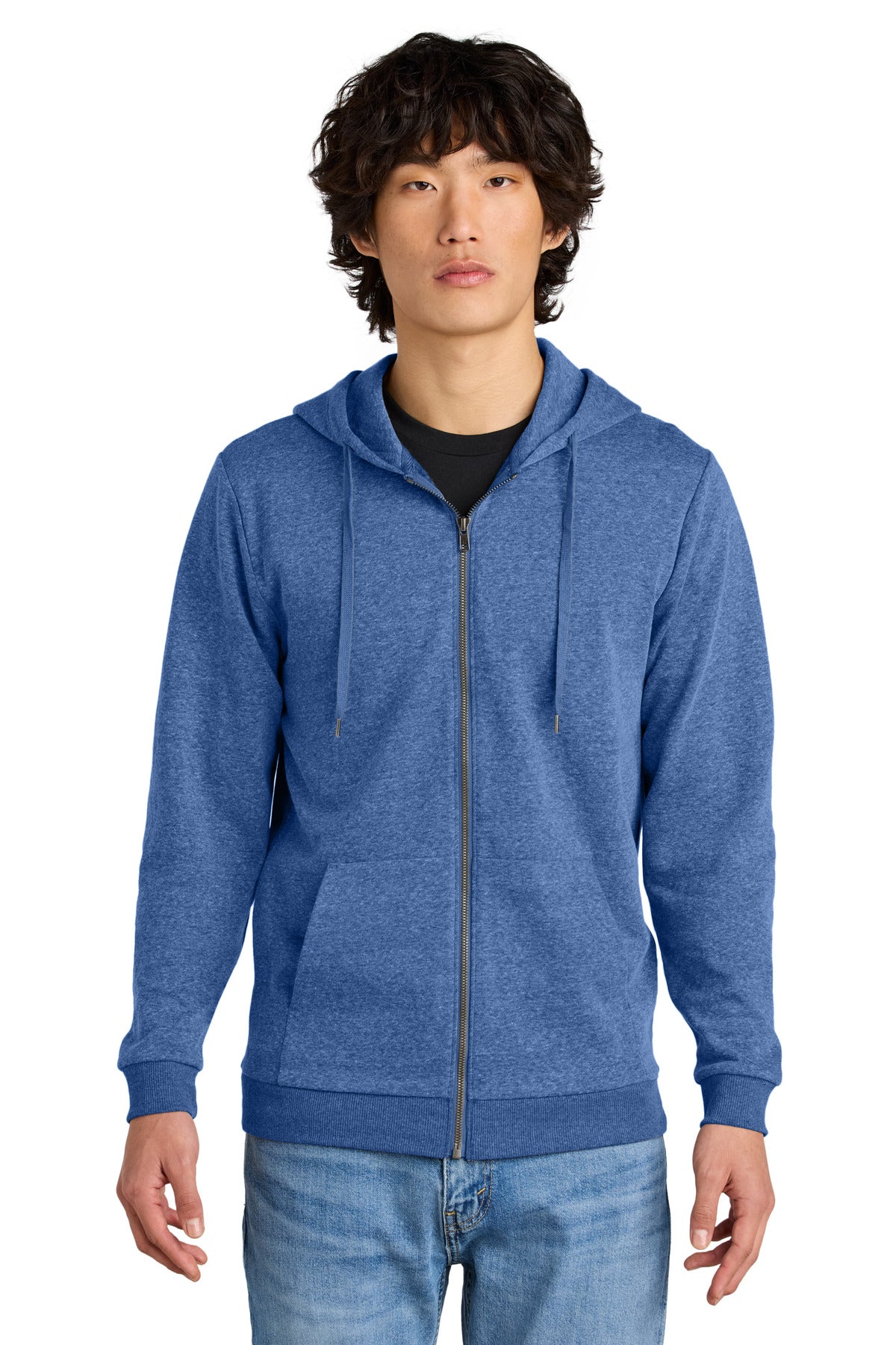 District Perfect Tri Fleece Full-Zip Hoodie DT1302 - Royal Frost