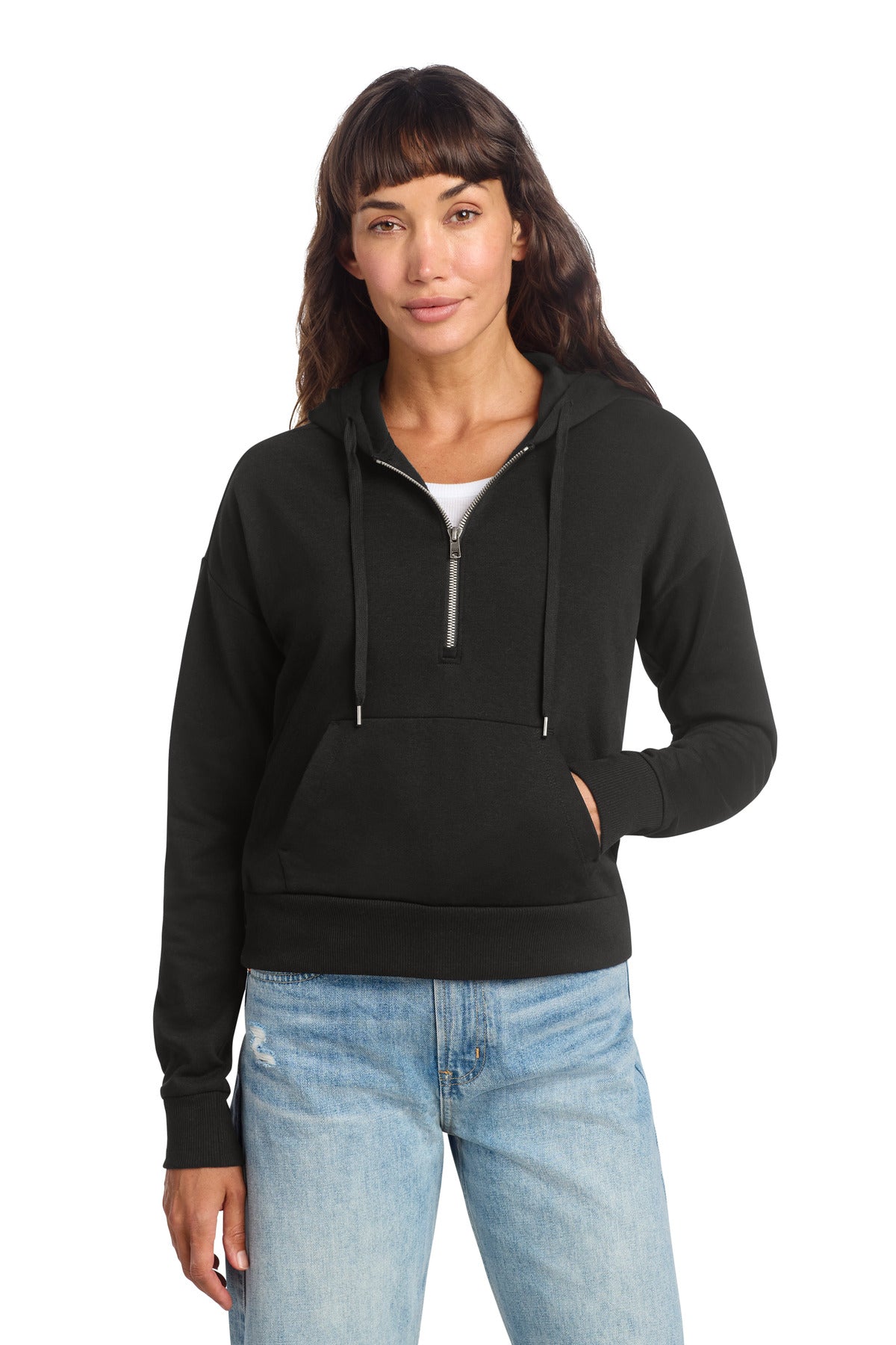 District Women's Perfect Tri Fleece 1/2-Zip Pullover DT1311 - Black