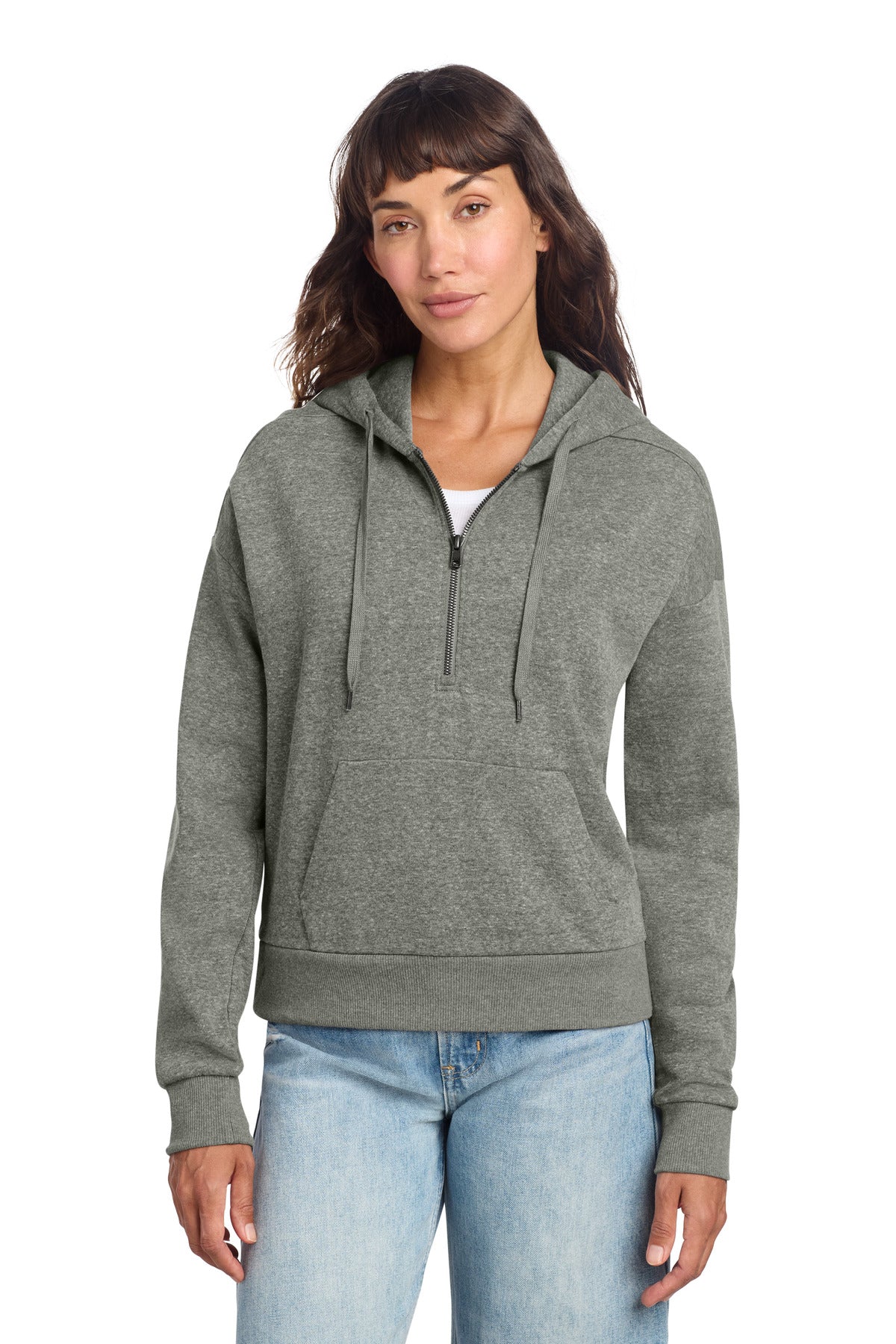 District Women's Perfect Tri Fleece 1/2-Zip Pullover DT1311 - Heathered Charcoal