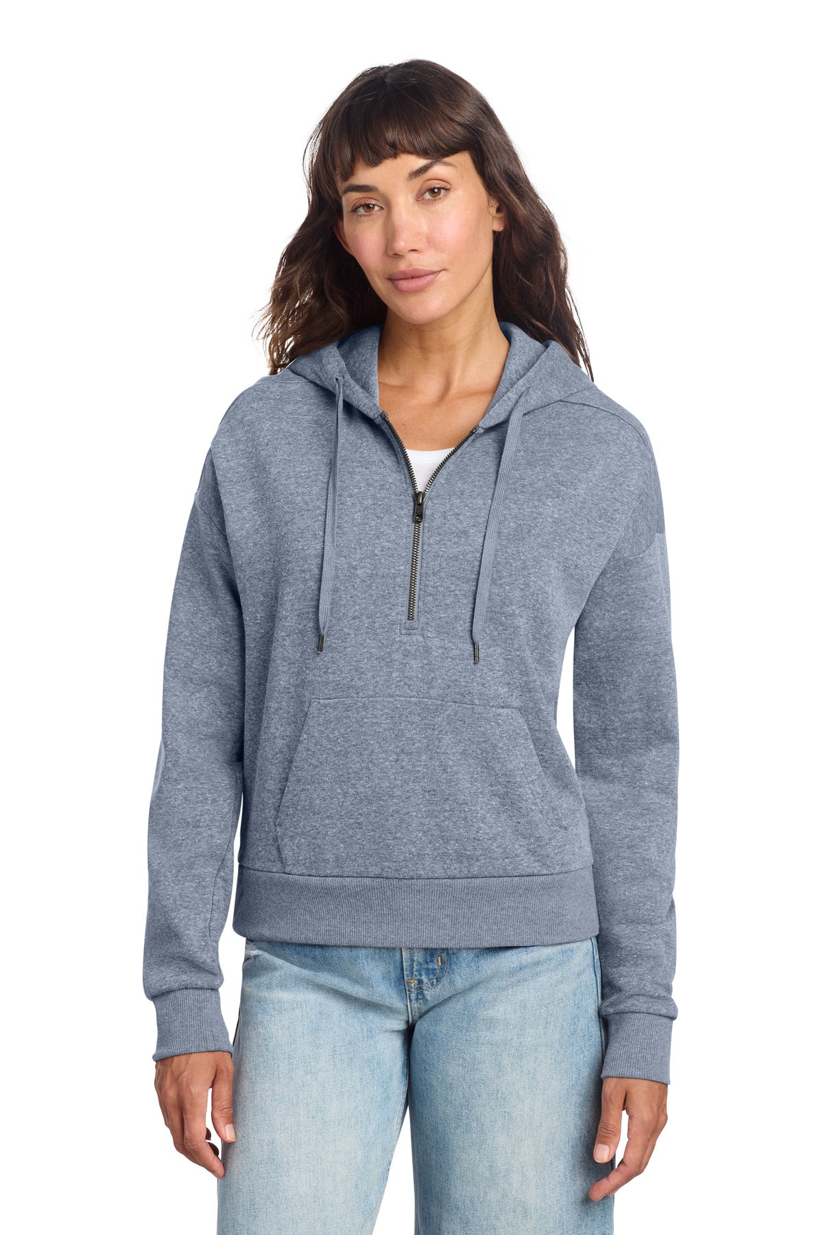 District Women's Perfect Tri Fleece 1/2-Zip Pullover DT1311 - Navy Frost