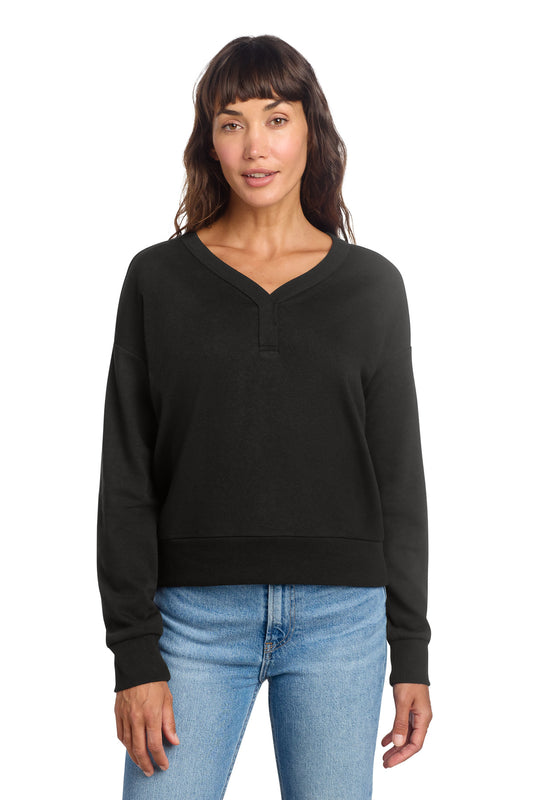 District Women's Perfect Tri Fleece V-Neck Sweatshirt DT1312 - Black
