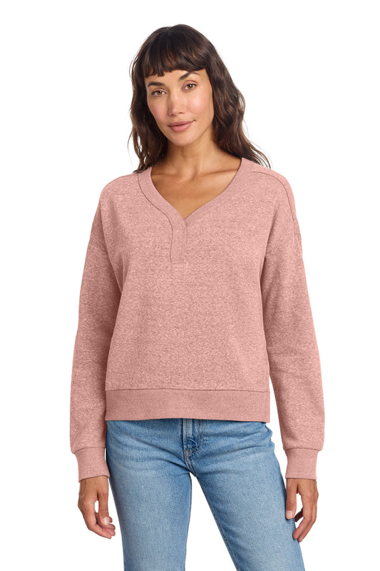 District Women's Perfect Tri Fleece V-Neck Sweatshirt DT1312 - Blush Frost